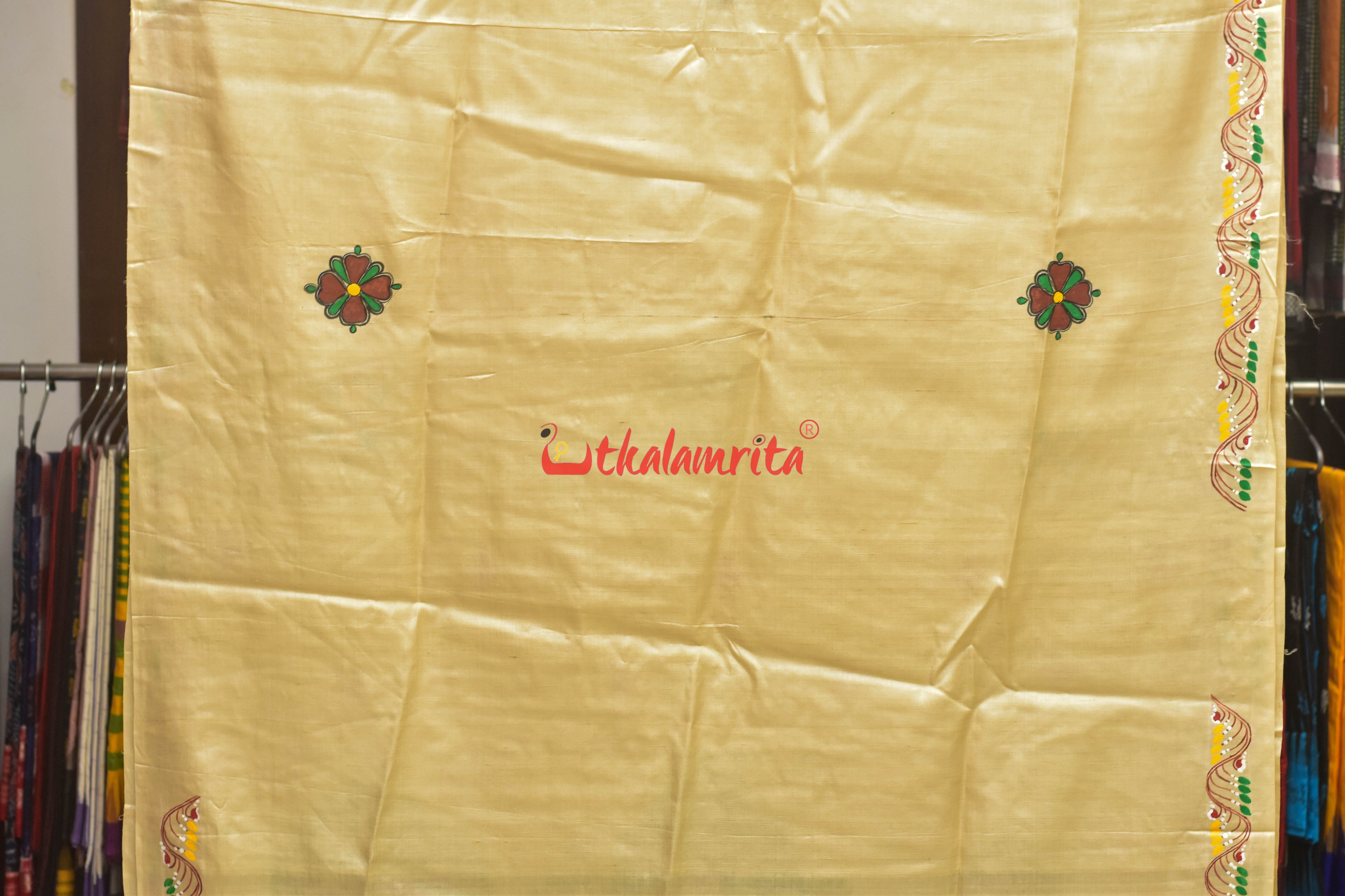 Sakuntala and Deer Pattachitra Tussar Silk Saree