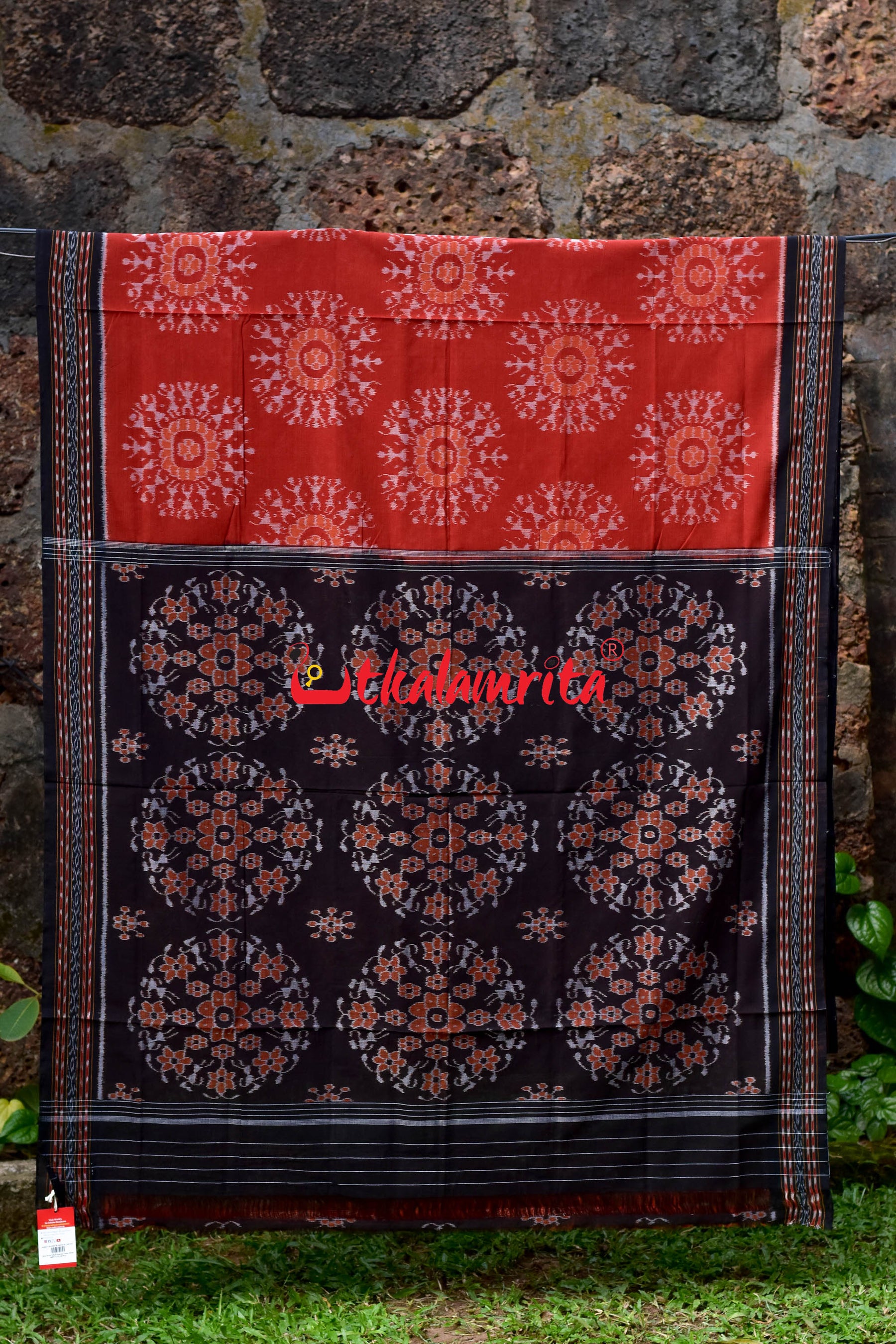 Rust Circle Tribals Khandua Cotton Saree