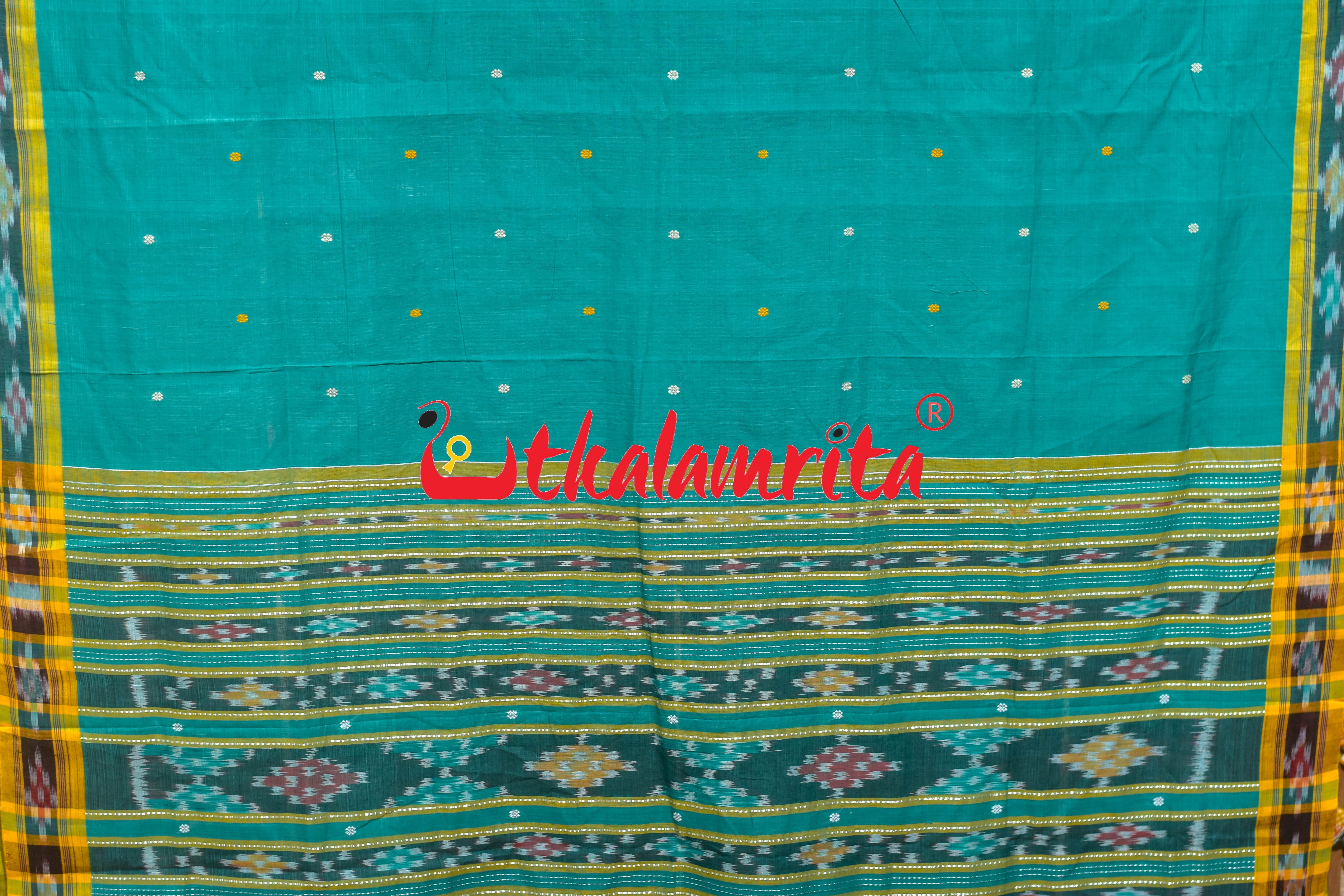 Green Single Buti Pittala Single Cotton Saree