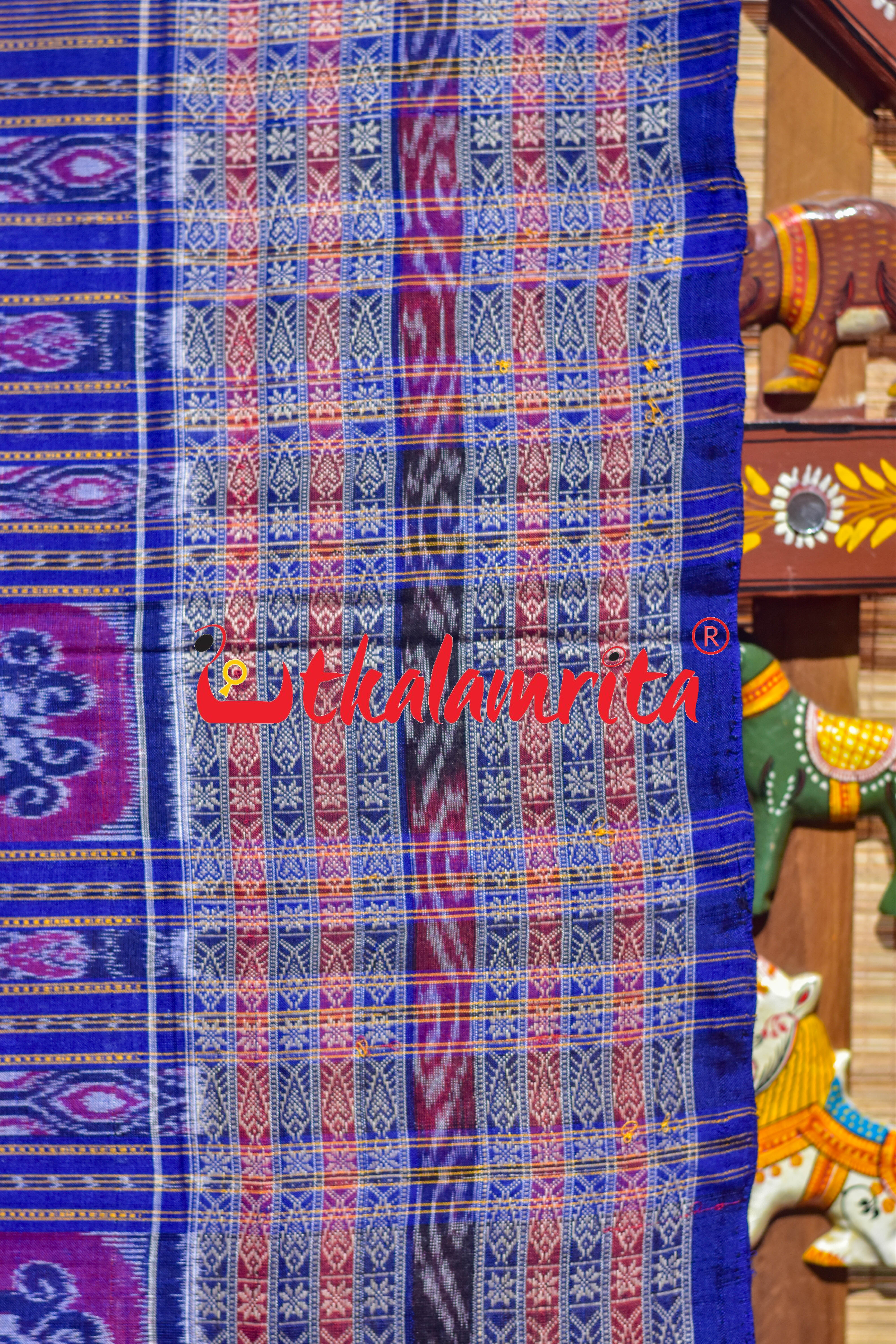 Red Black Sankha Padma Sambalpuri Cotton Saree