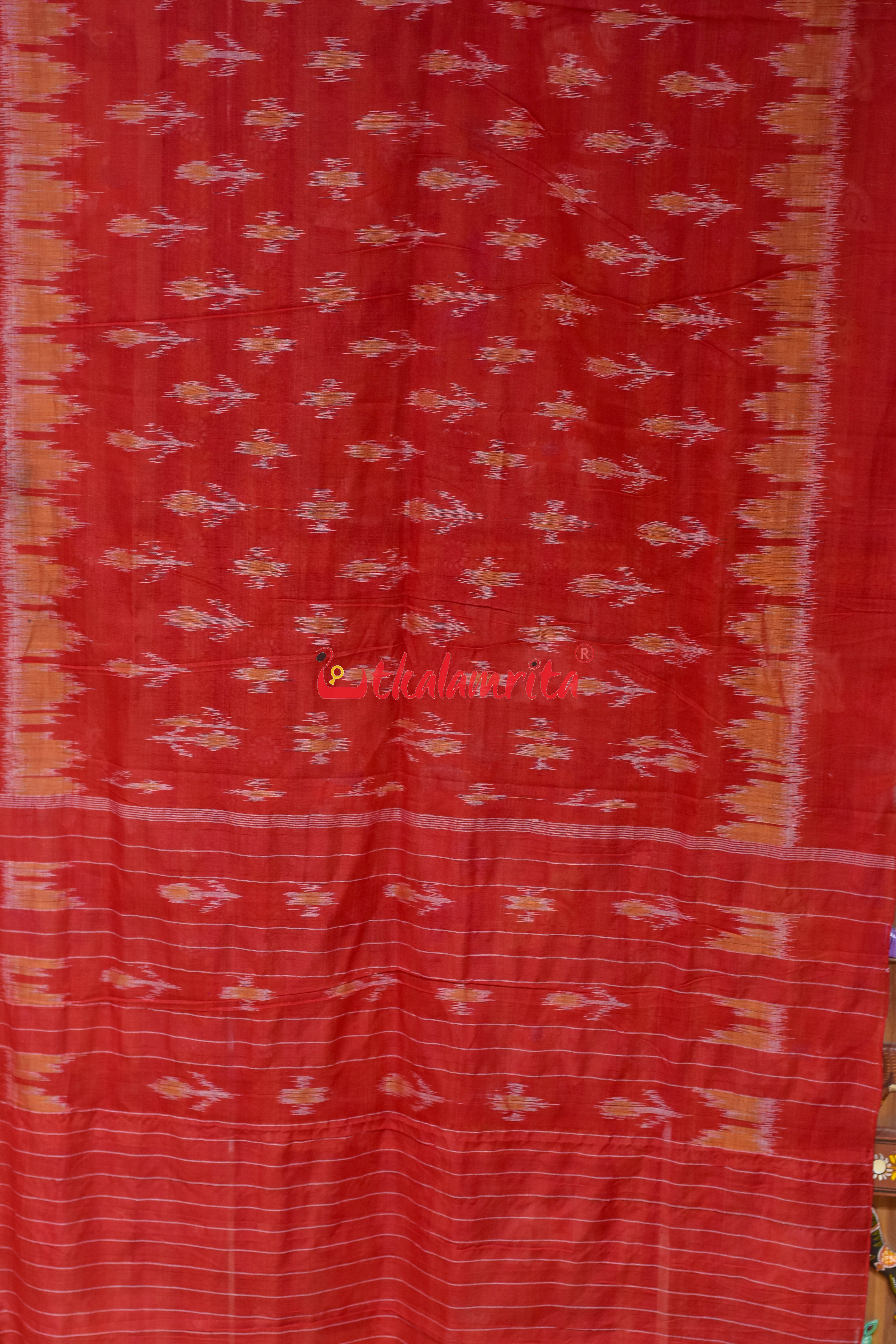 Red Marigold Body Bandha Khandua Cotton (Dupatta)