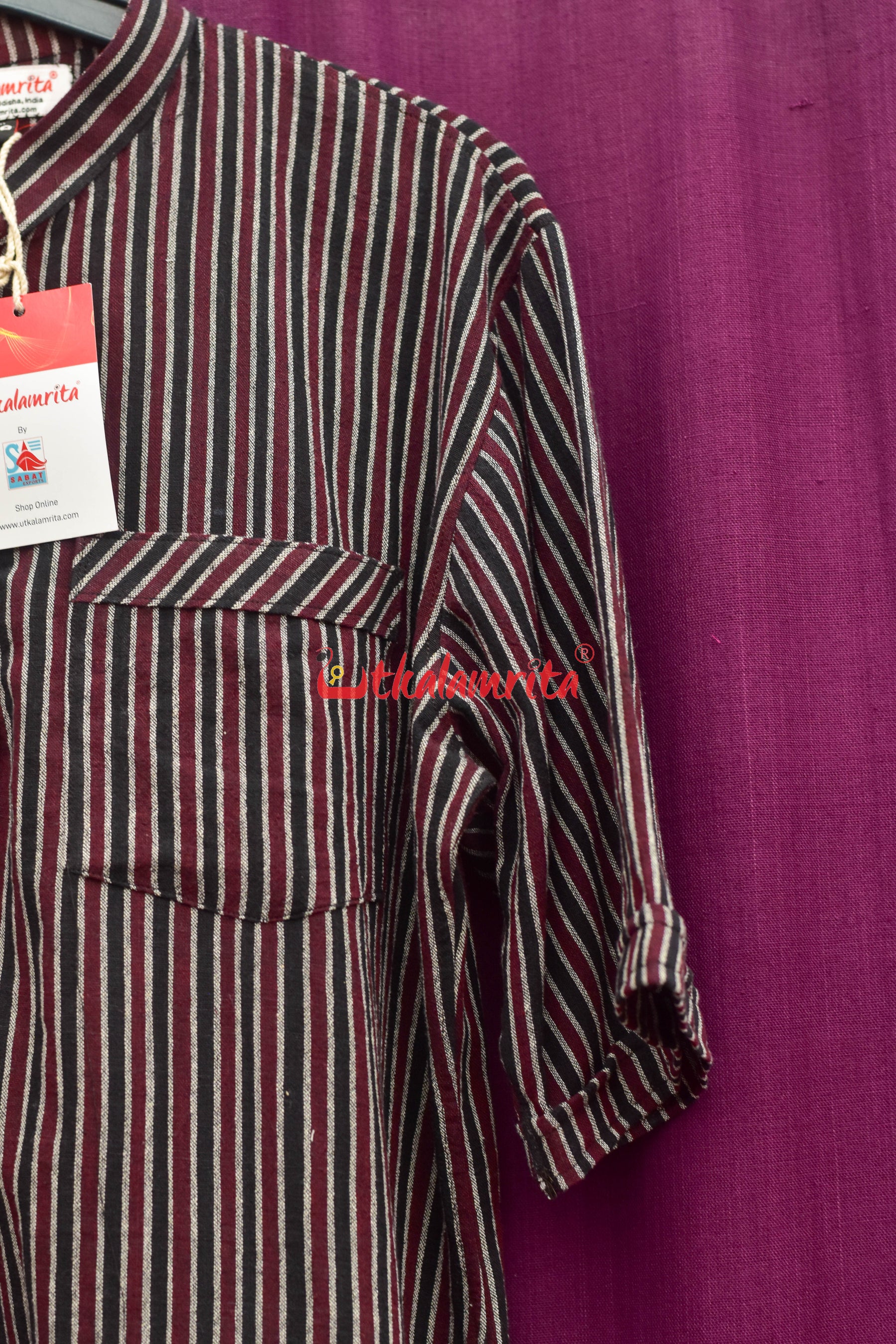 Black Coffee Lines Kotpad (Men's Half Kurta)