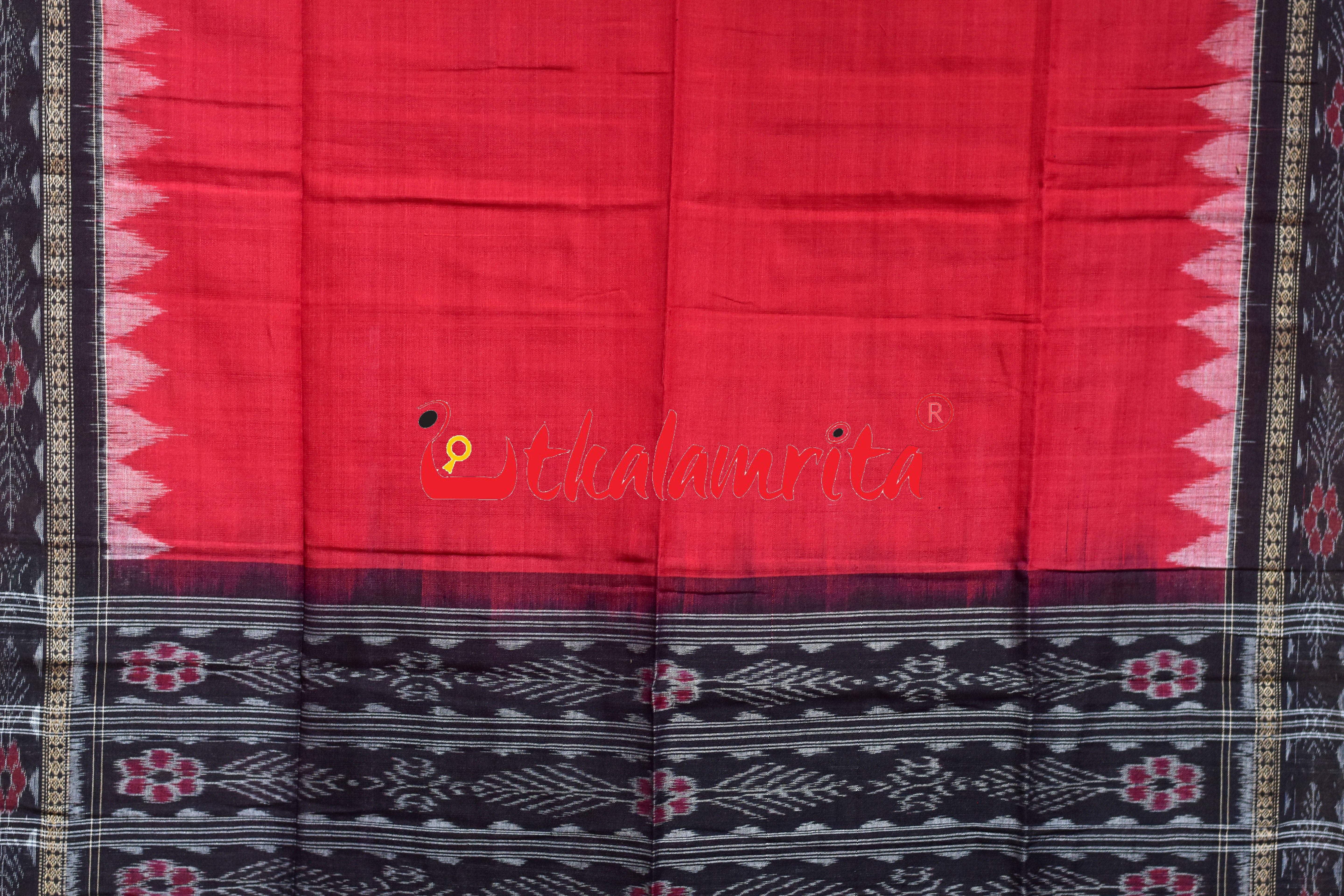 Black Red Hathi Singha Sambalpuri Cotton Dress Set