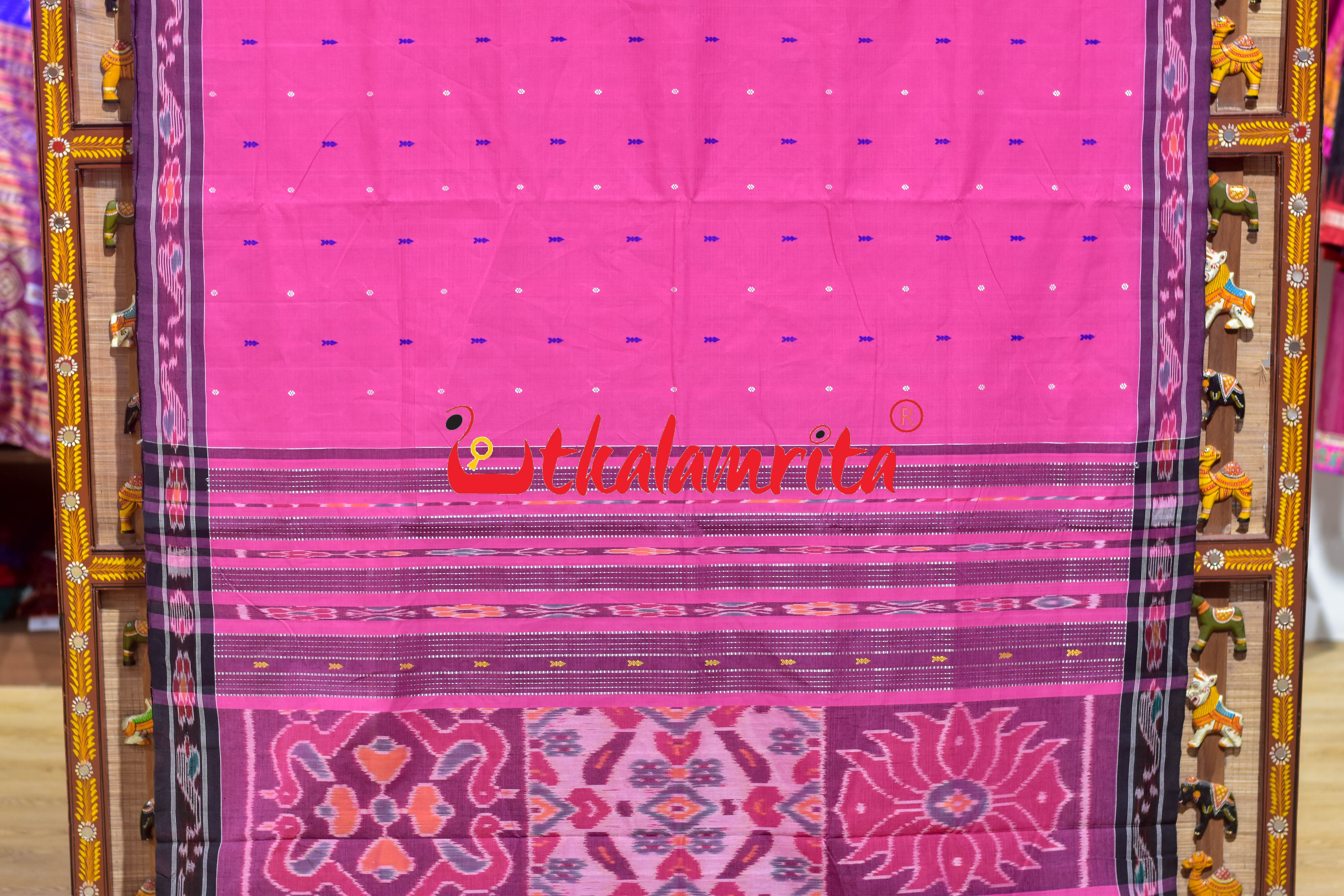 Pink Black Chadhei Pittala Single Cotton Saree