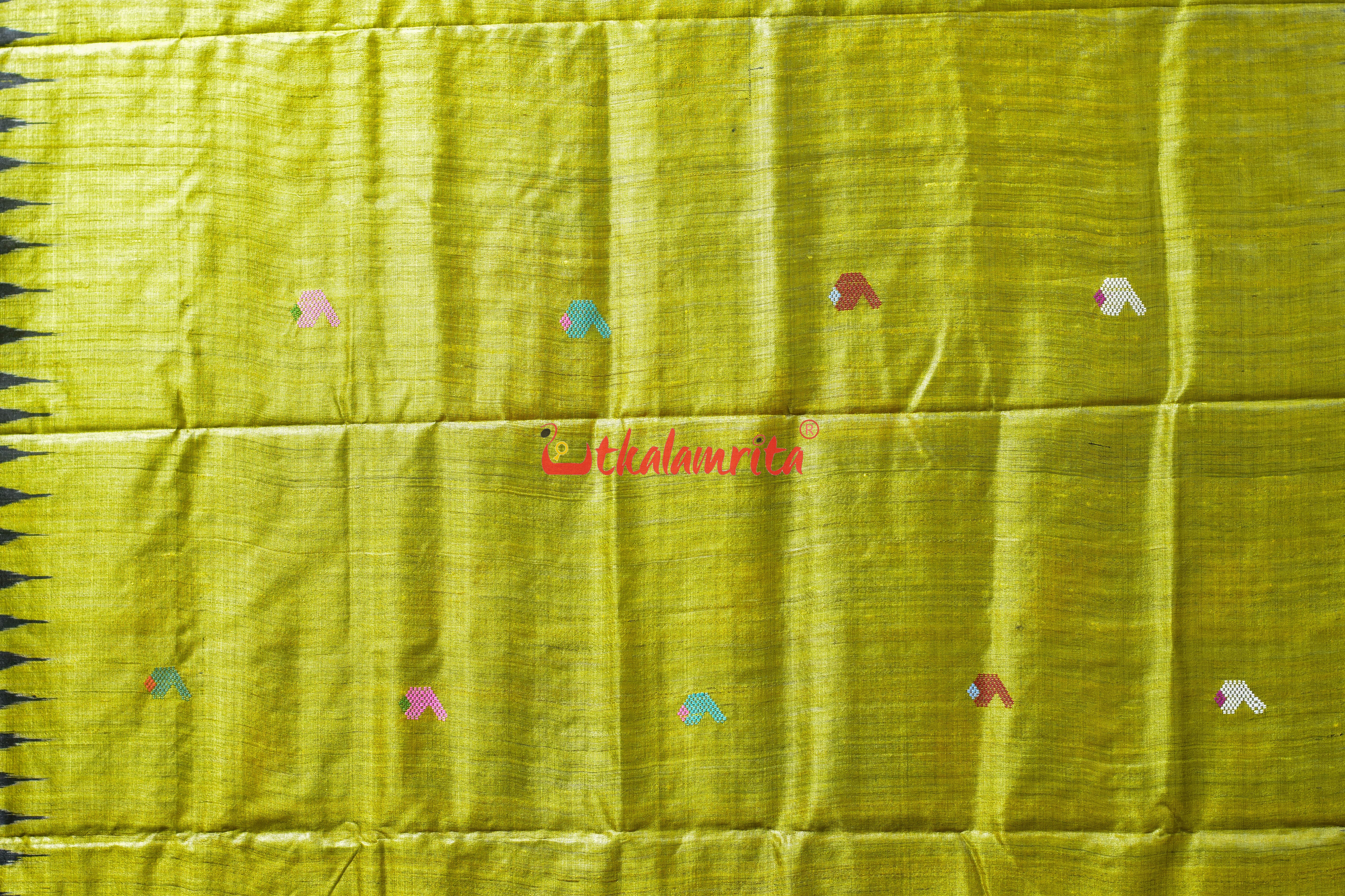 Lemon Yellow Ratha Jatra Gopalpur Tussar Silk Saree