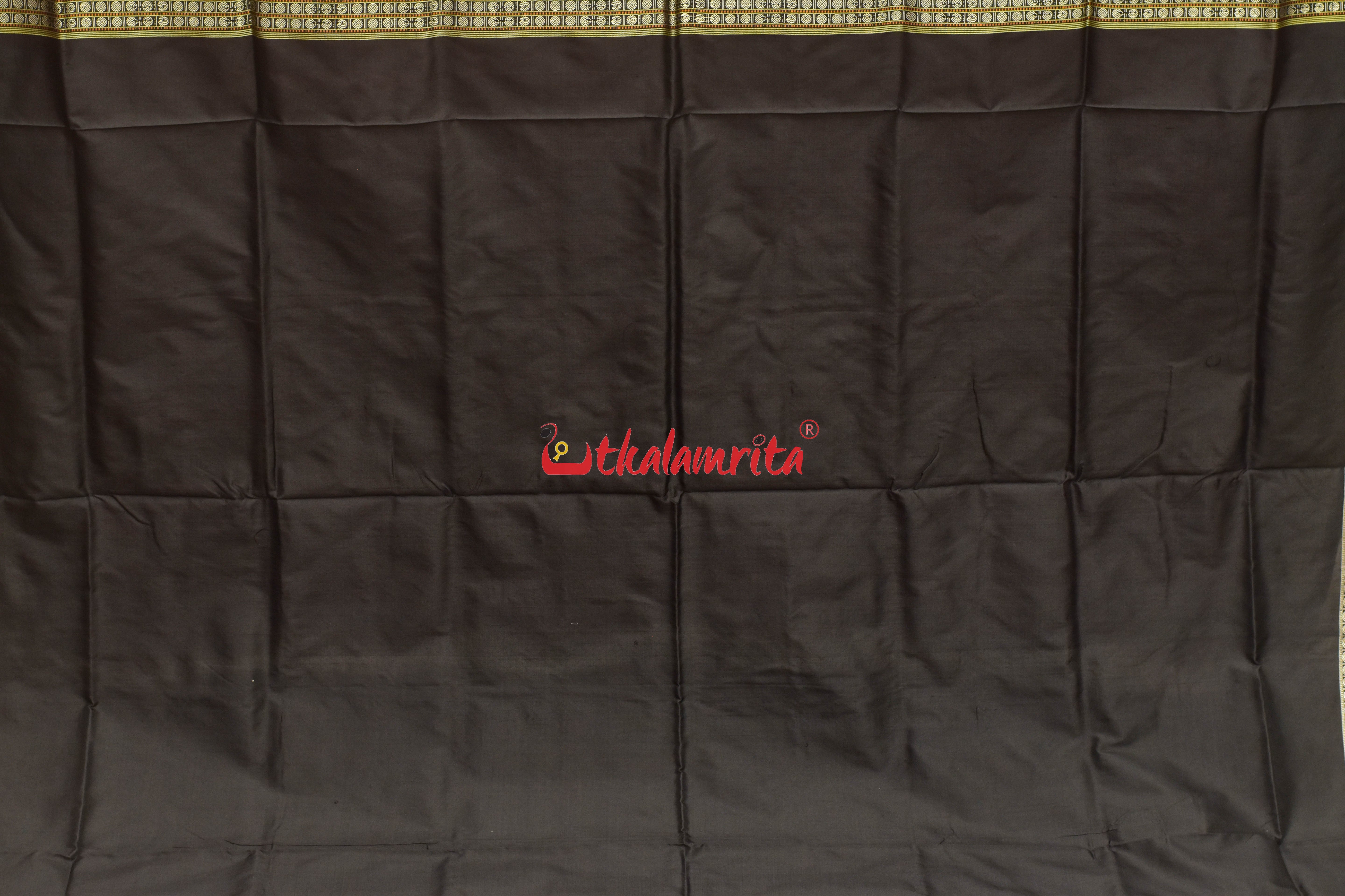 Red Plain Black Bomkai Silk Saree