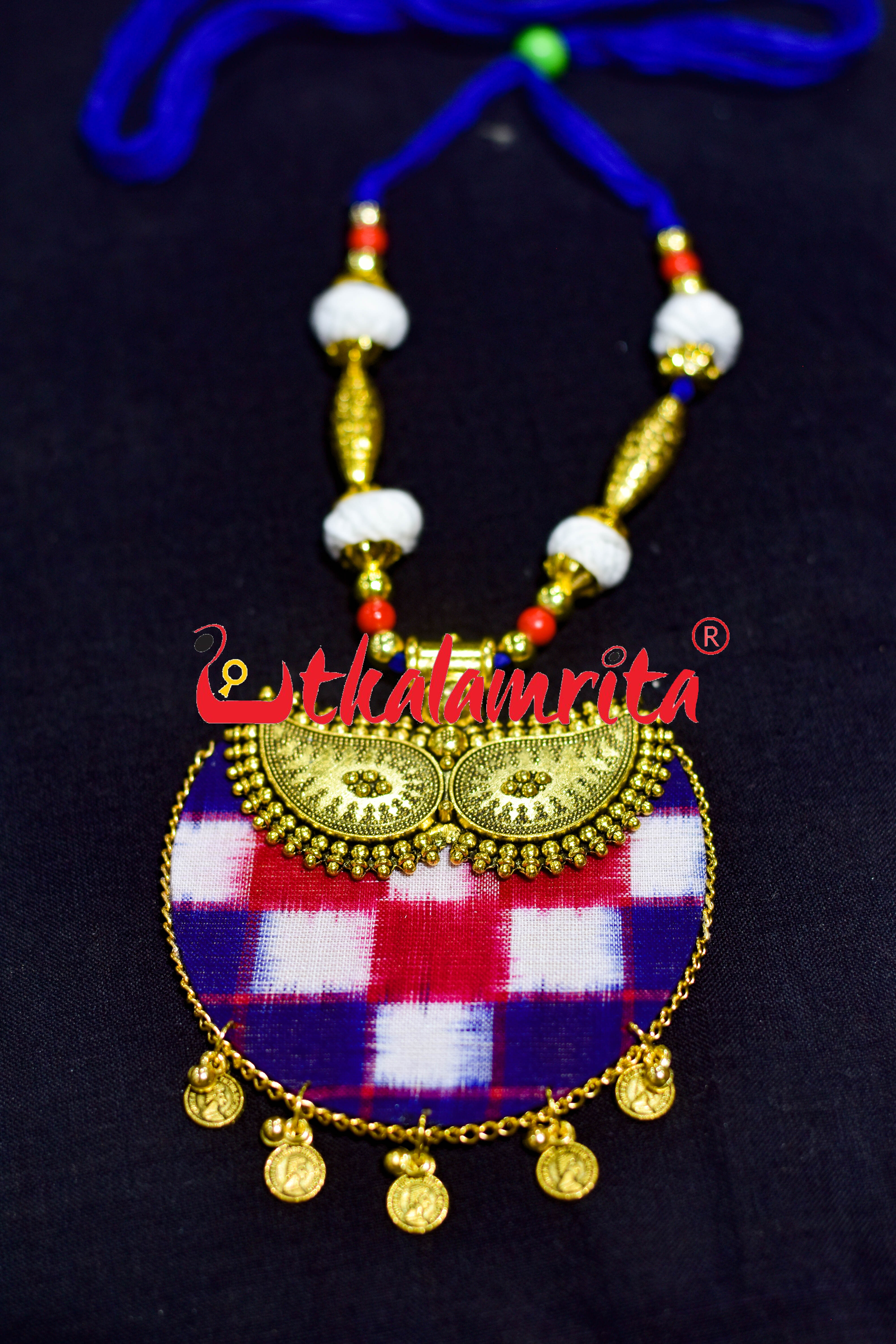 Round Big Pasapali Ikat Golden Necklace Set