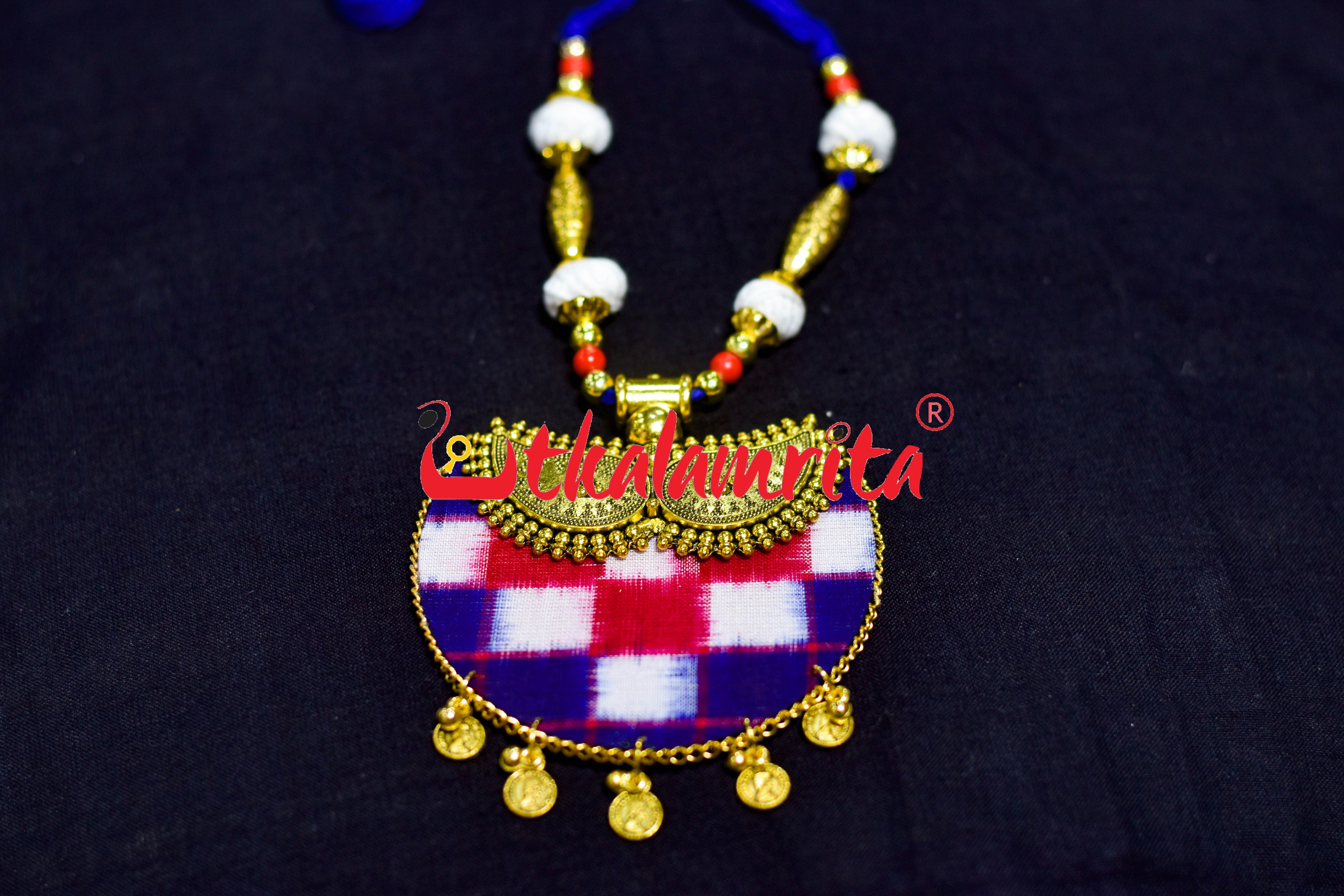 Round Big Pasapali Ikat Golden Necklace Set
