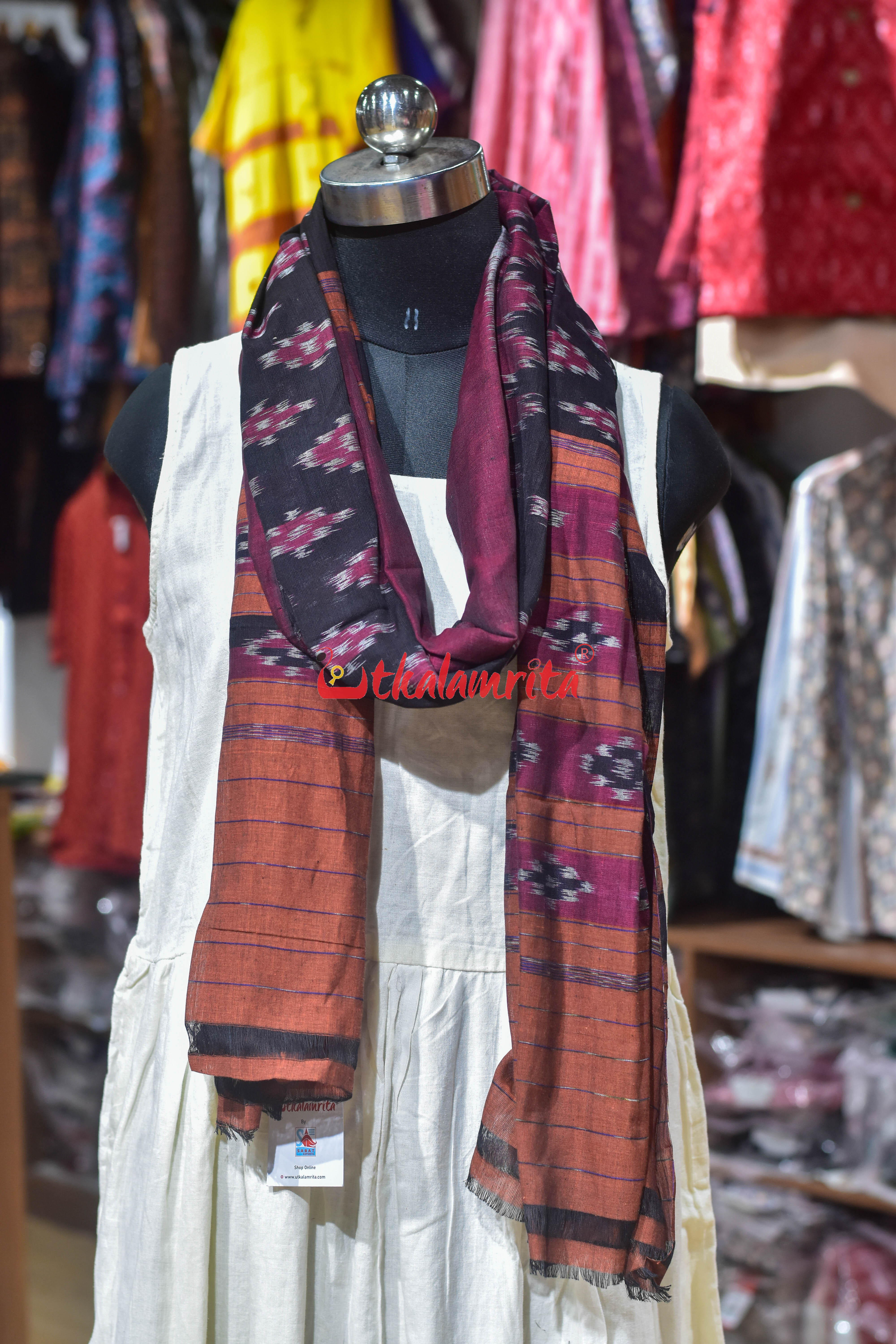 Black Maroon Body Bandha Khandua Cotton (Dupatta)