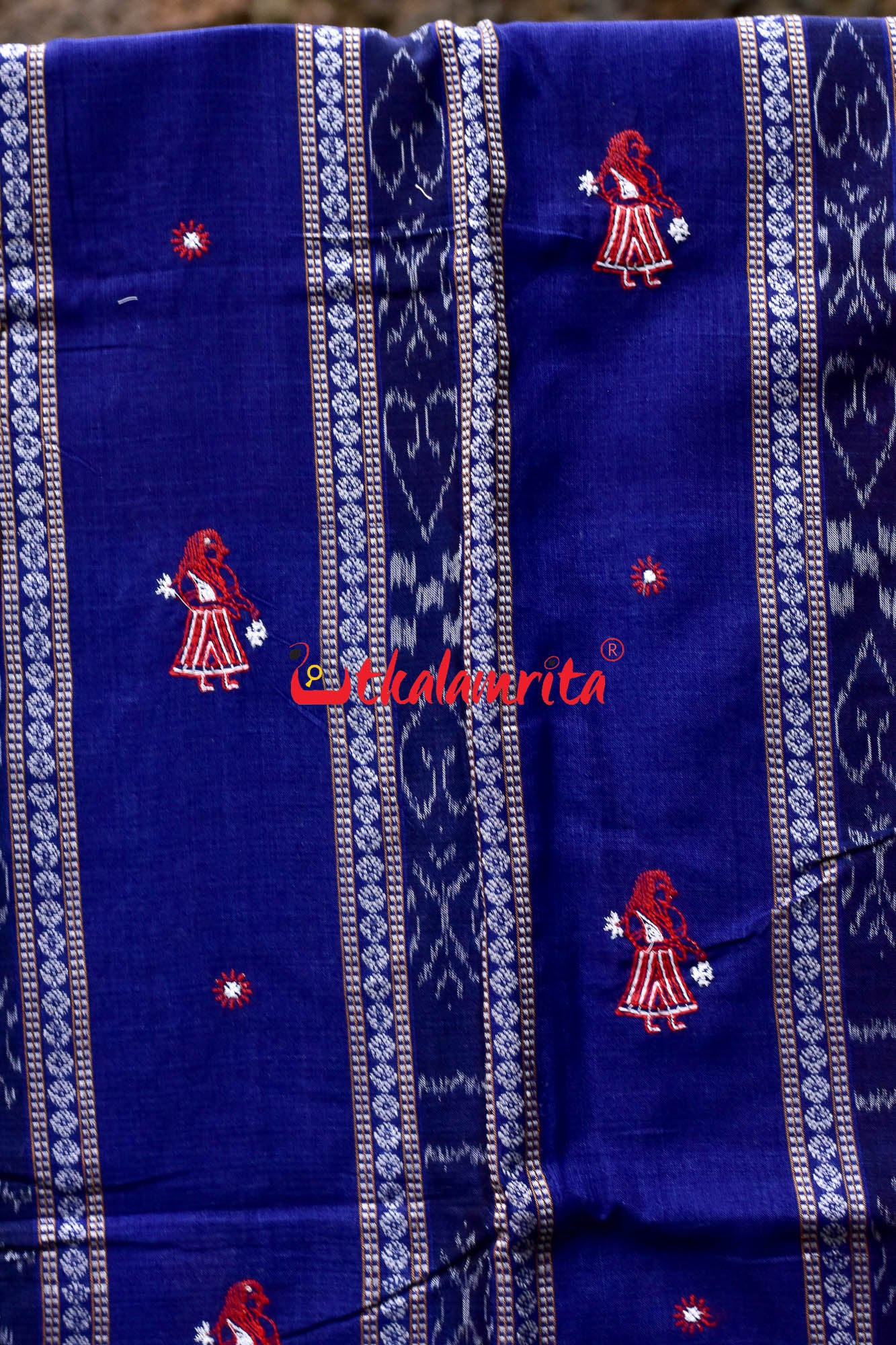 Navy Blue Red Doll Bomkai Dress Set