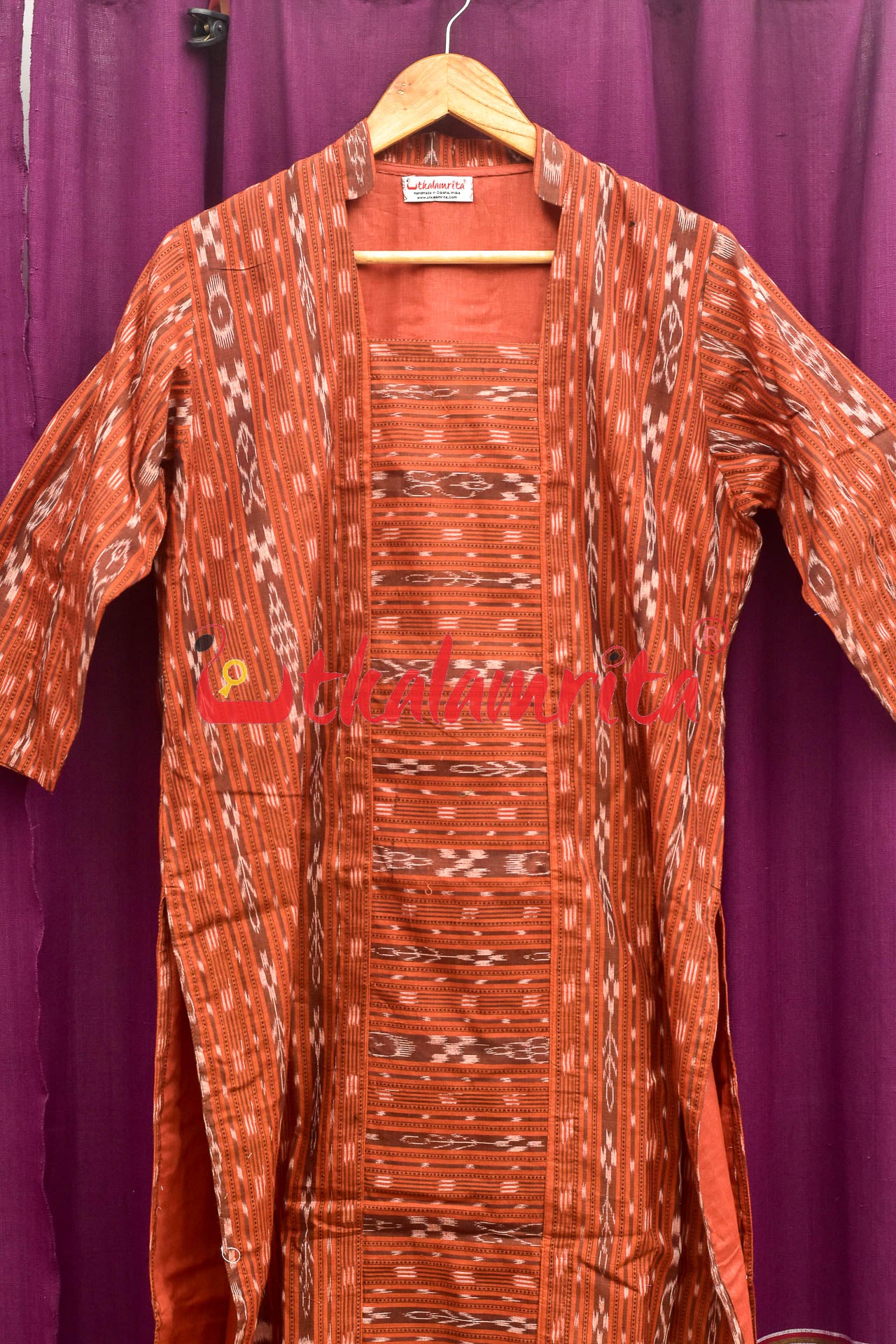 Rust Ikat Cotton (Ladies' Kurta)
