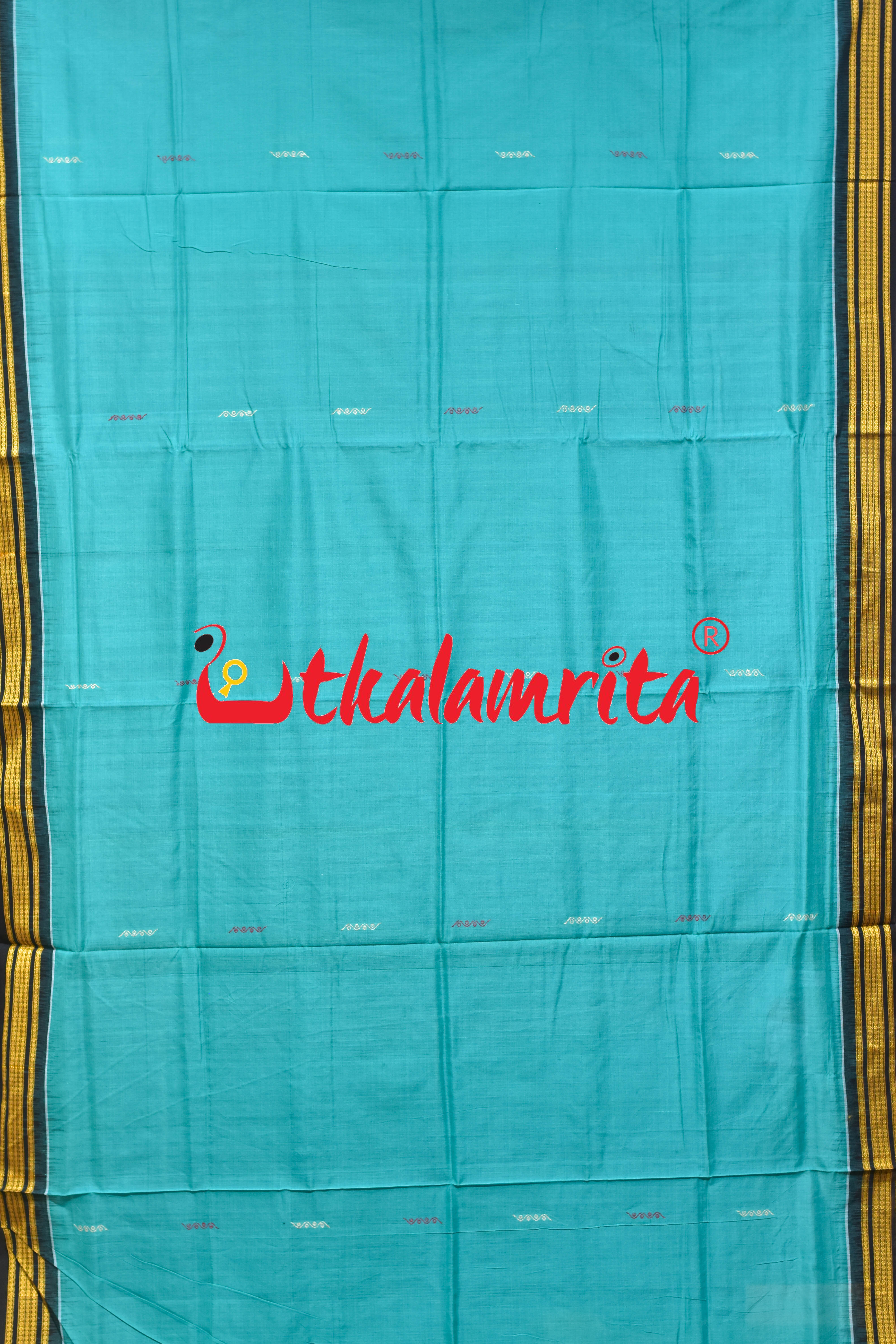 Rama Green Black Taranga Buti Bomkai Cotton Saree