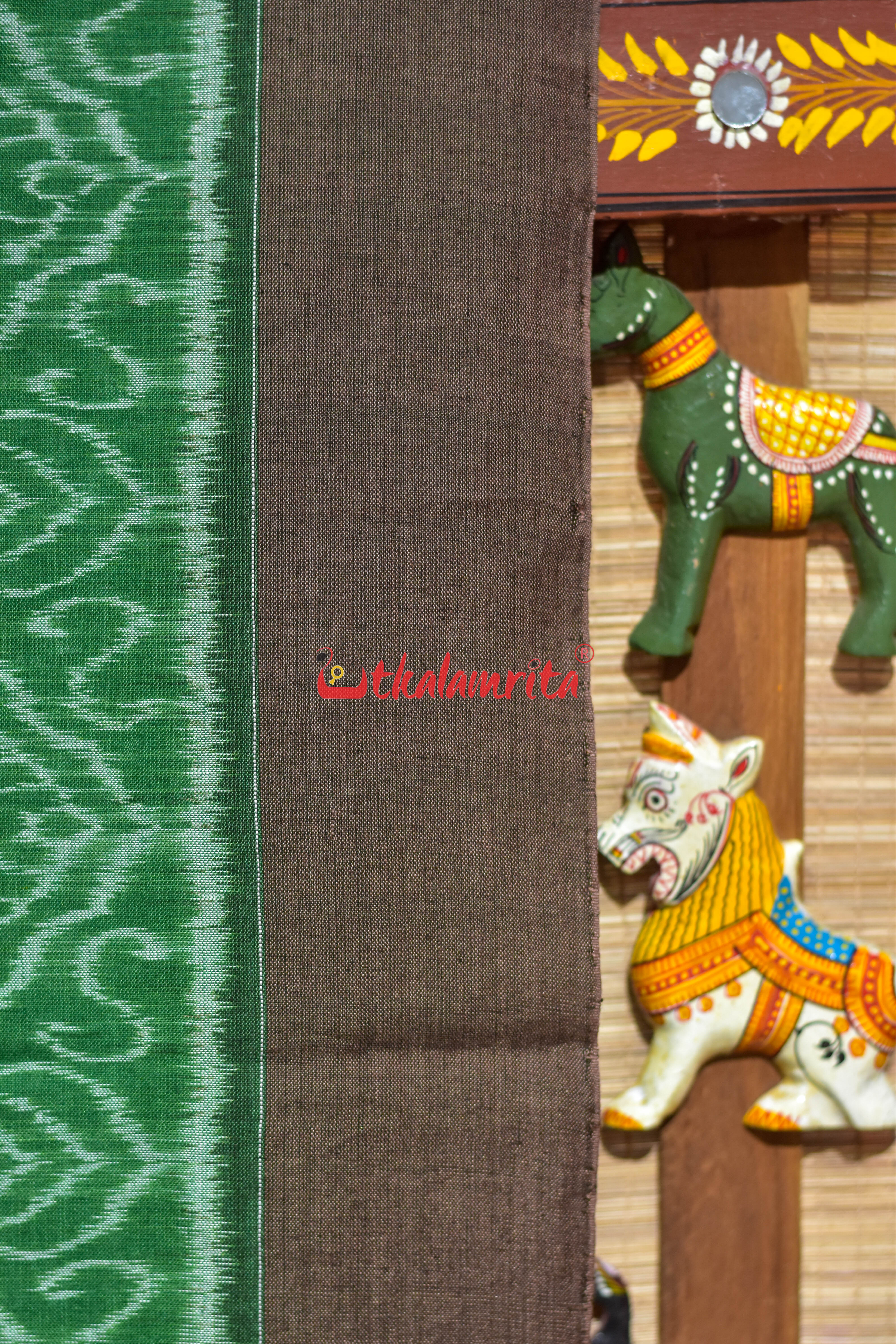 Green Sankha Khandua Ikat Cotton Saree