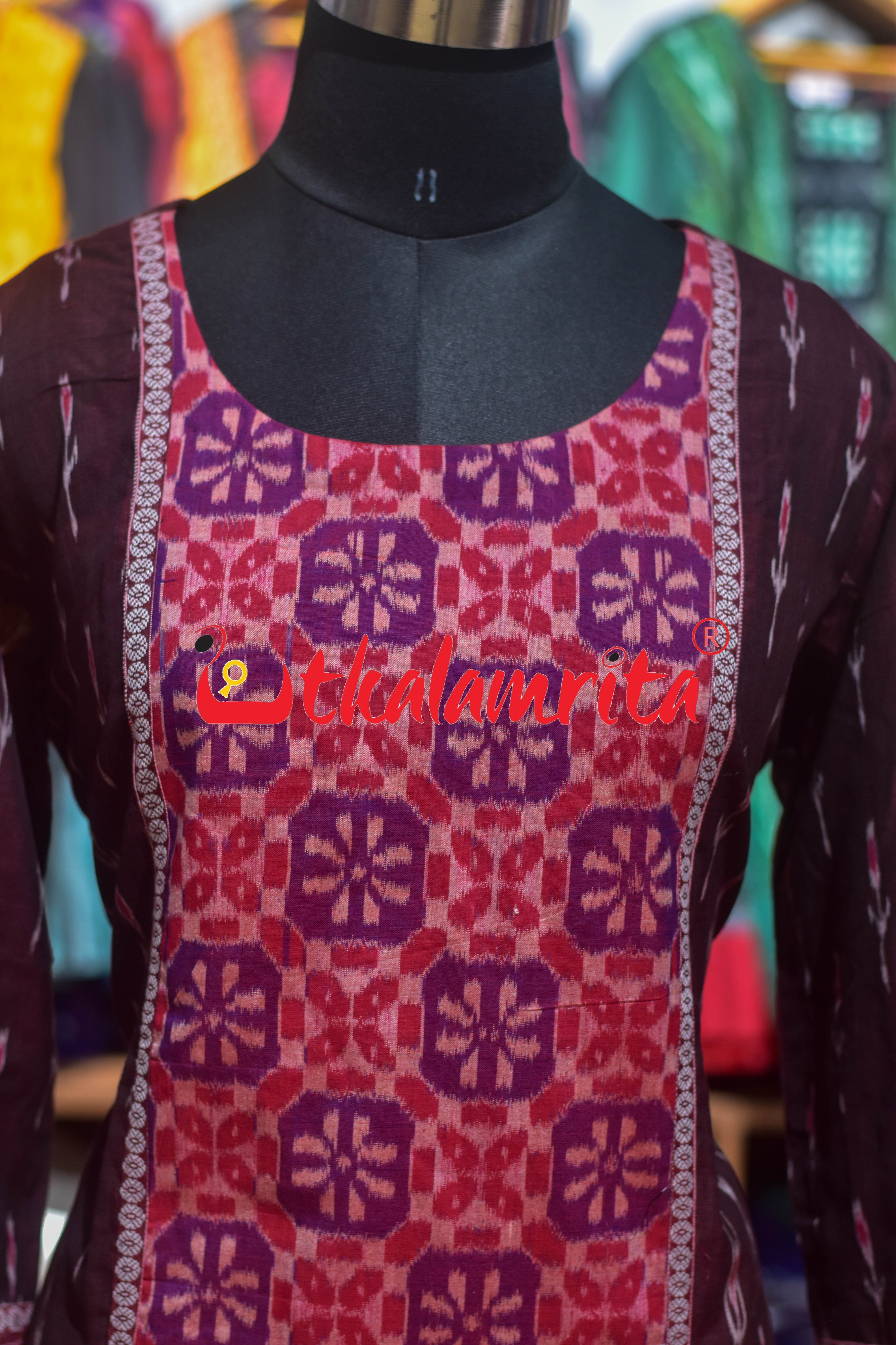 3D Flower Maroon Labanga Bandha (Ladies' Kurti)