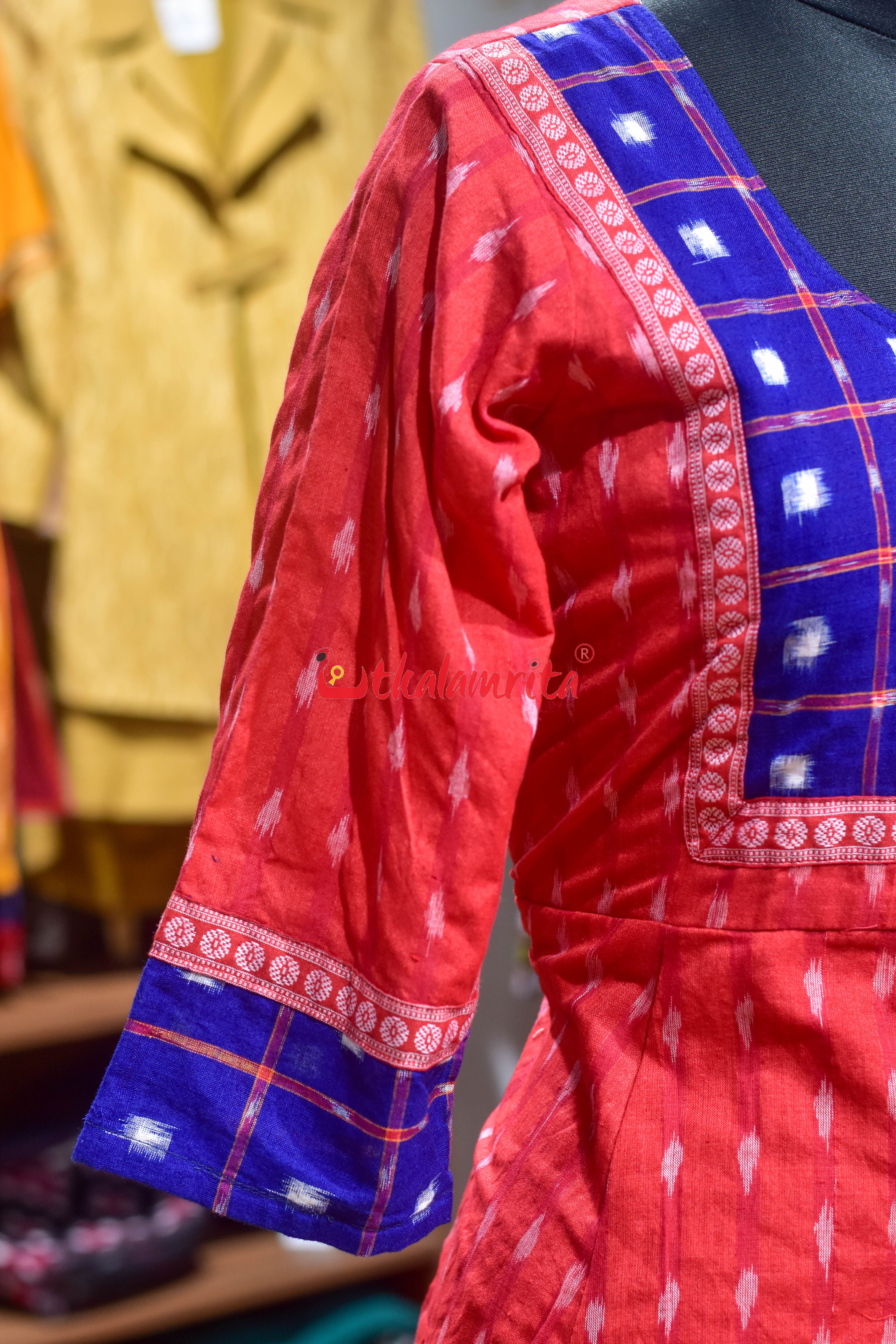 Blue-Red Sambalpuri Harmony Anarkali