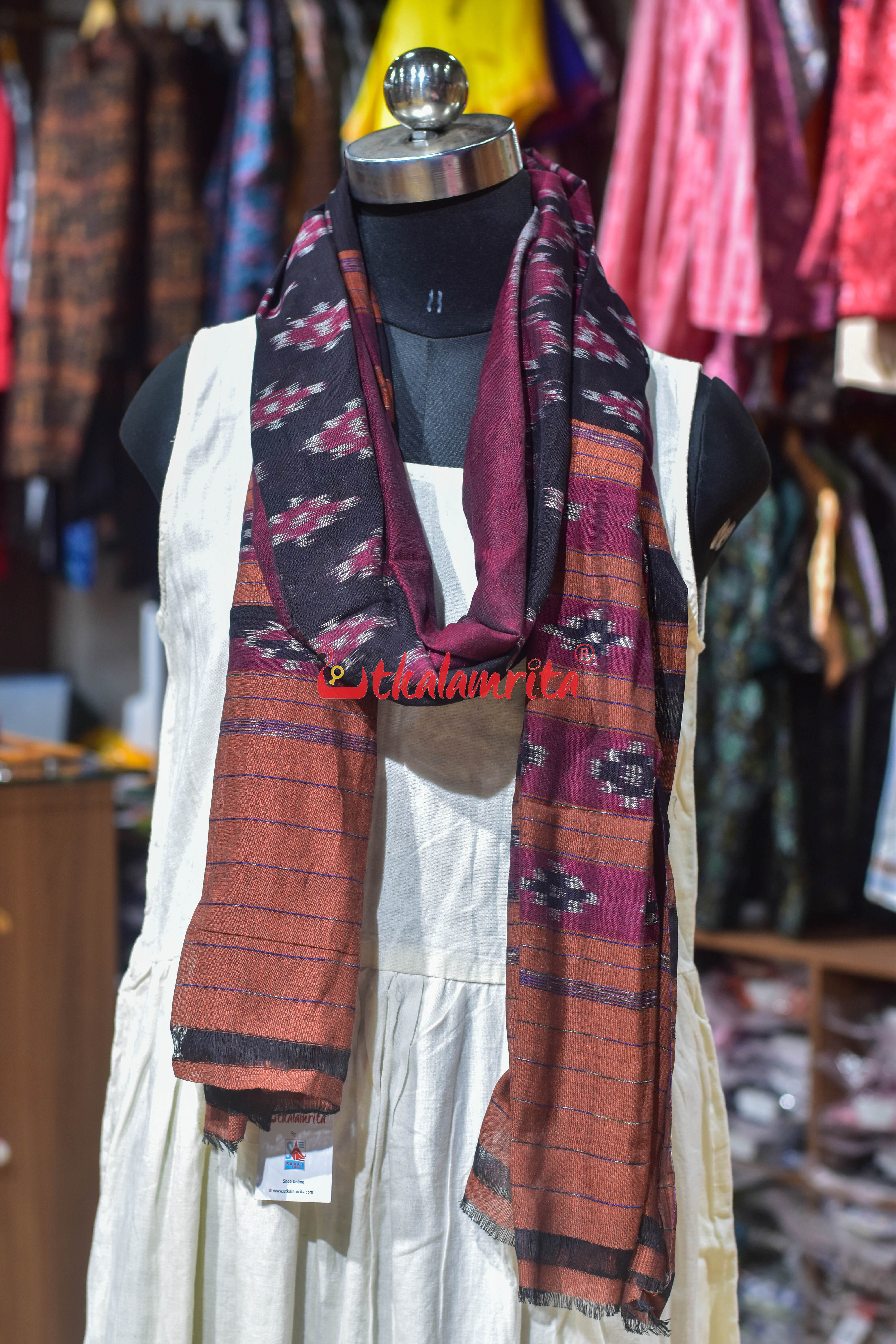 Black Maroon Body Bandha Khandua Cotton (Dupatta)