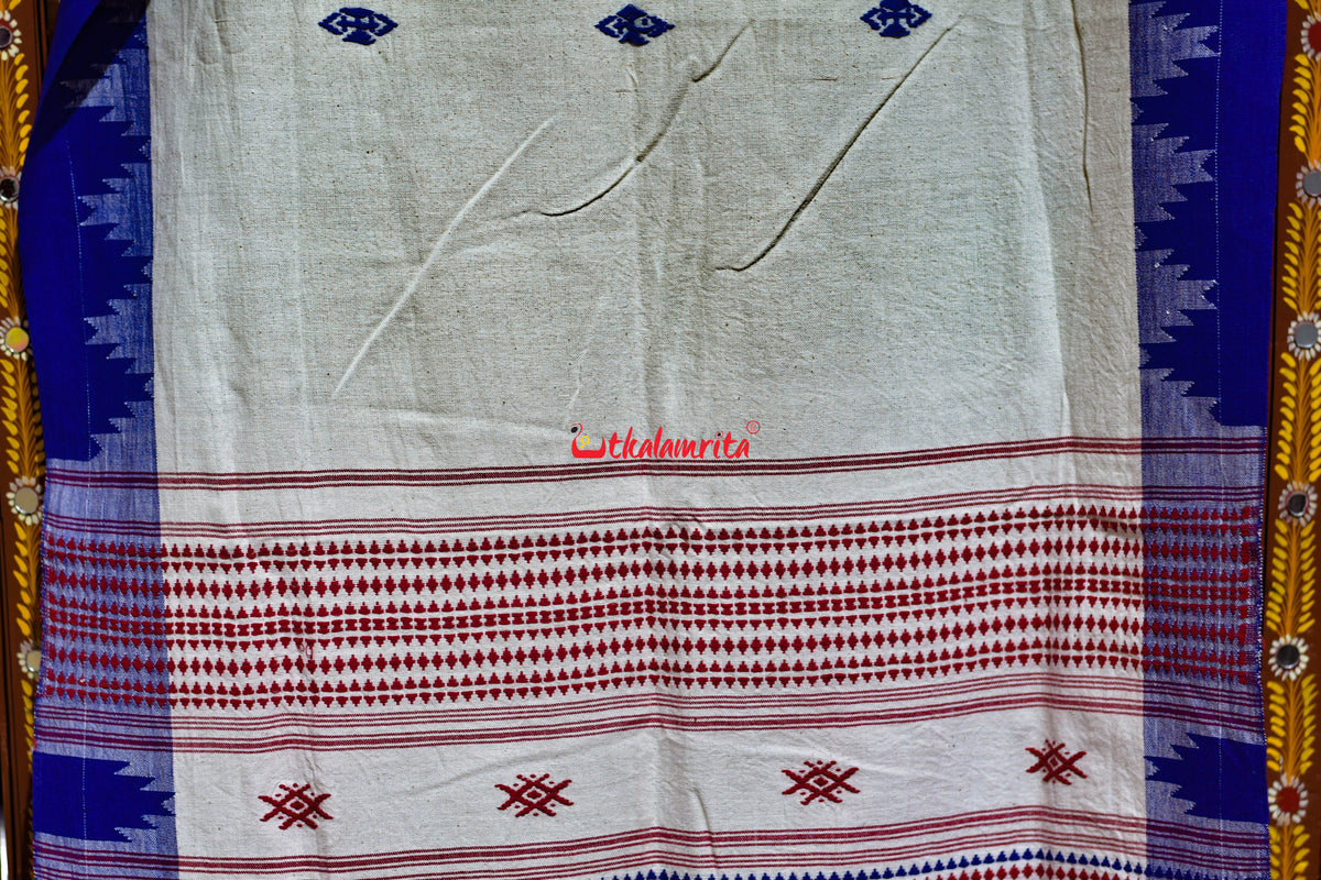 White Blue Buti Red Kotpad (Dupatta)