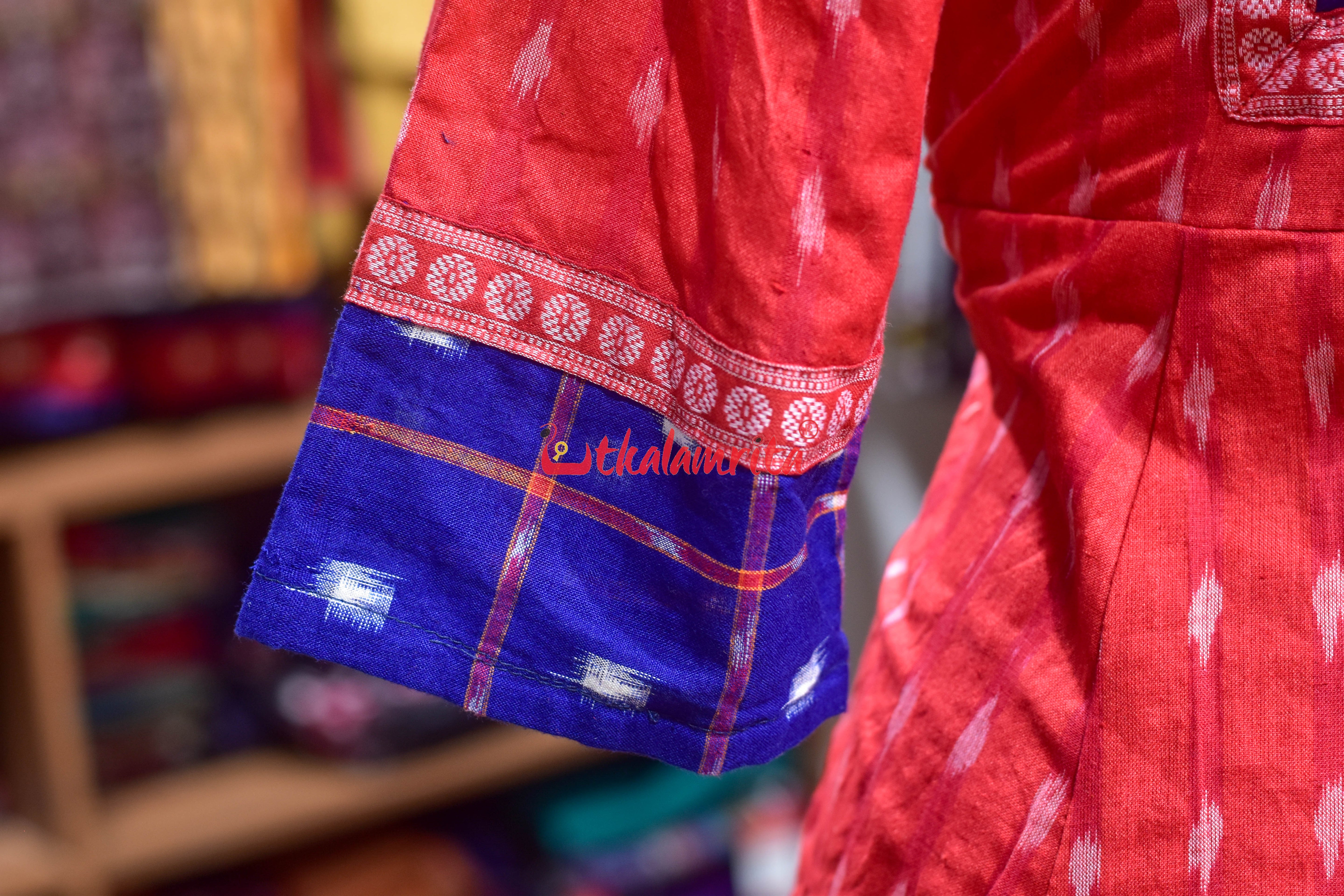 Blue-Red Sambalpuri Harmony Anarkali