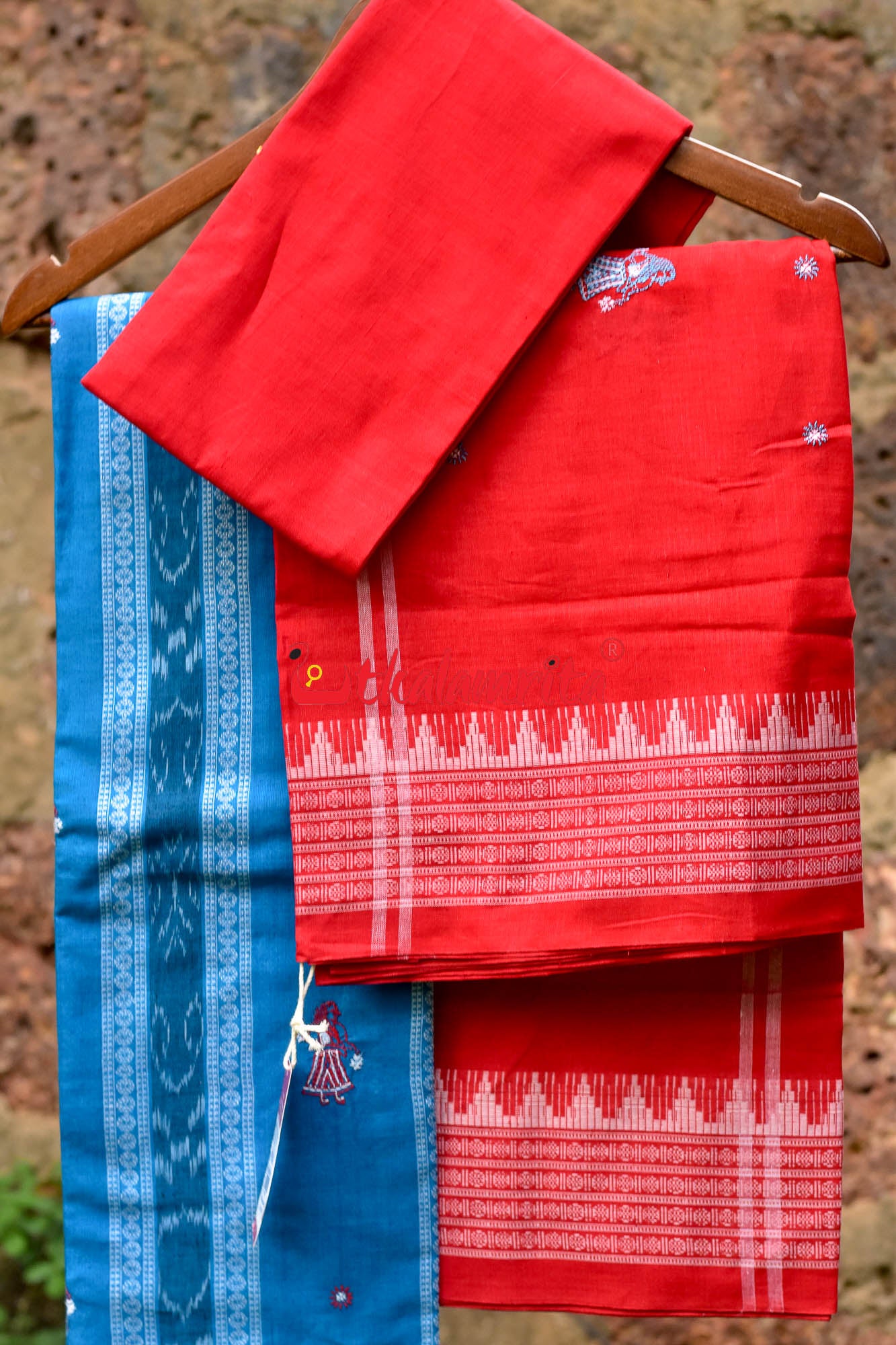 Blue Red Doll Bomkai Dress Set
