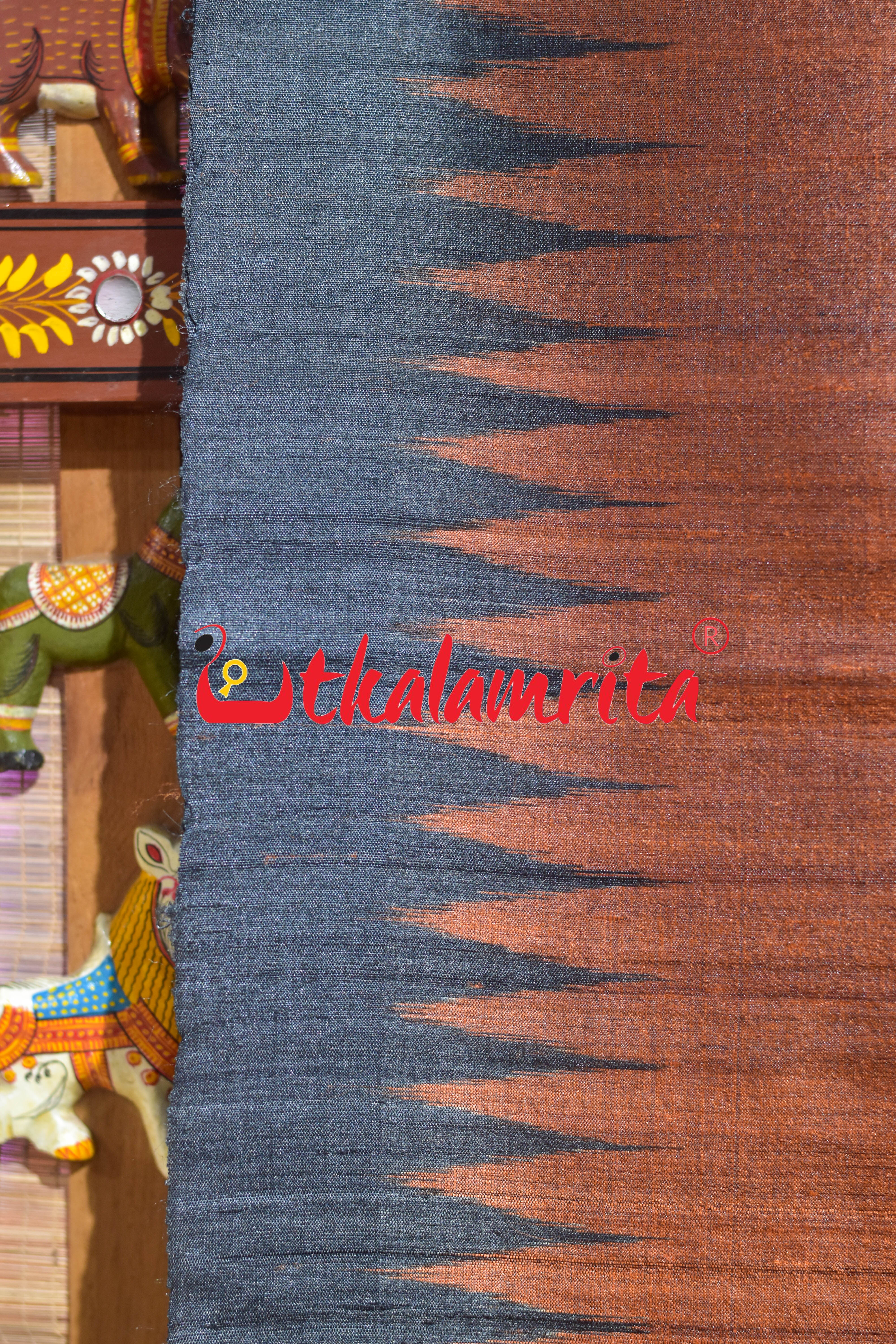 Rust Black Padma Jala Anchal Gopalpur Tussar Silk Saree