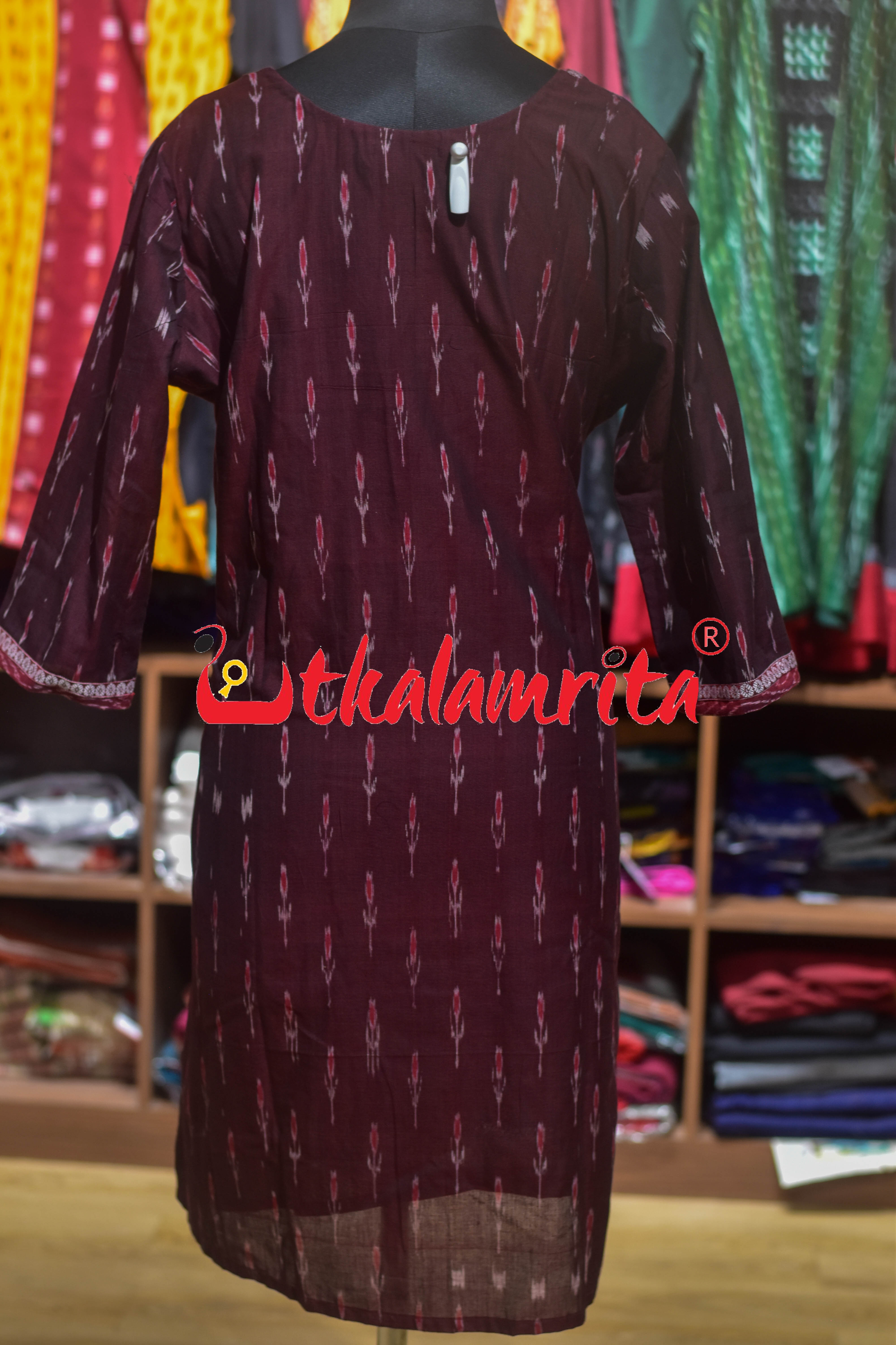 3D Flower Maroon Labanga Bandha (Ladies' Kurti)