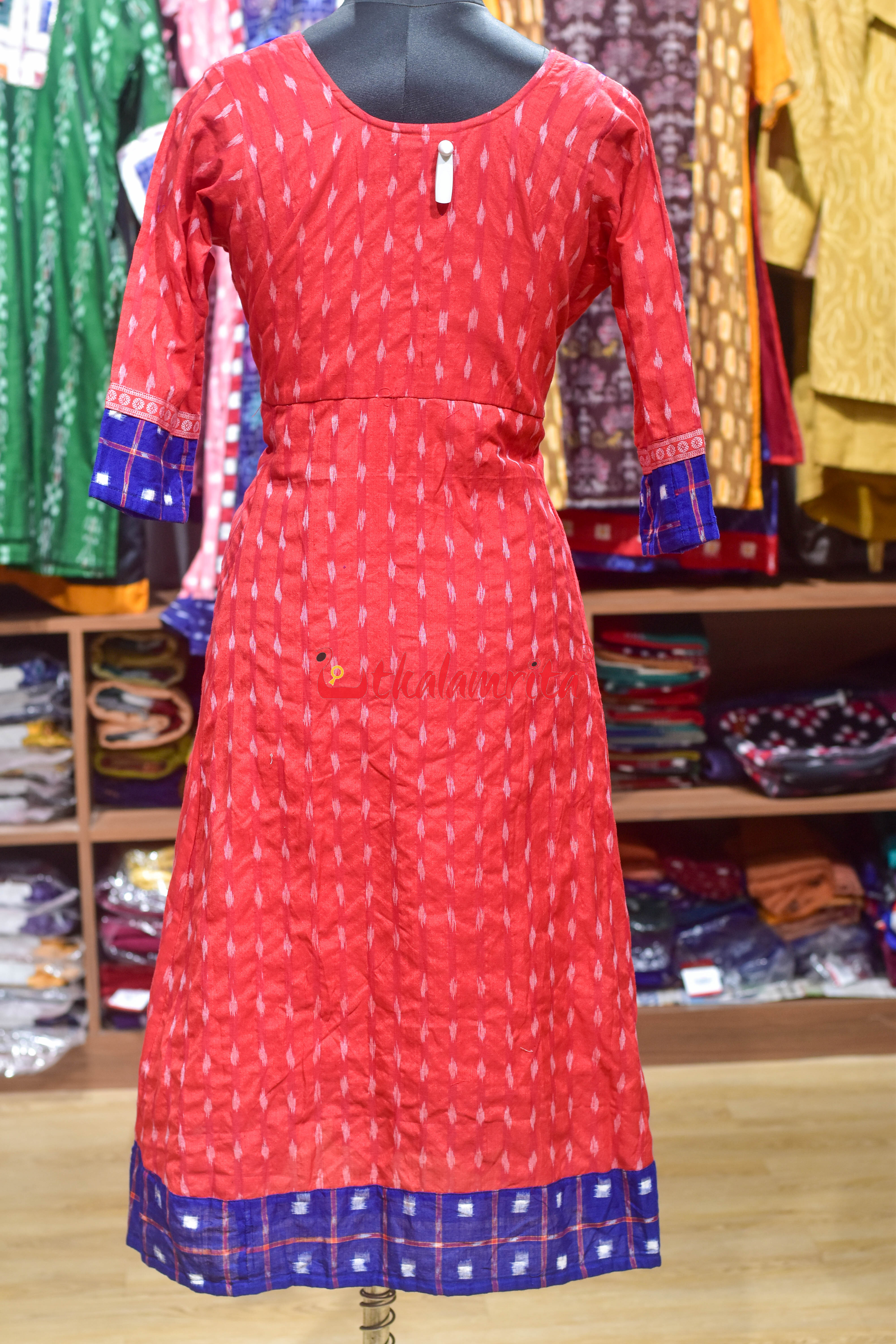 Blue-Red Sambalpuri Harmony Anarkali