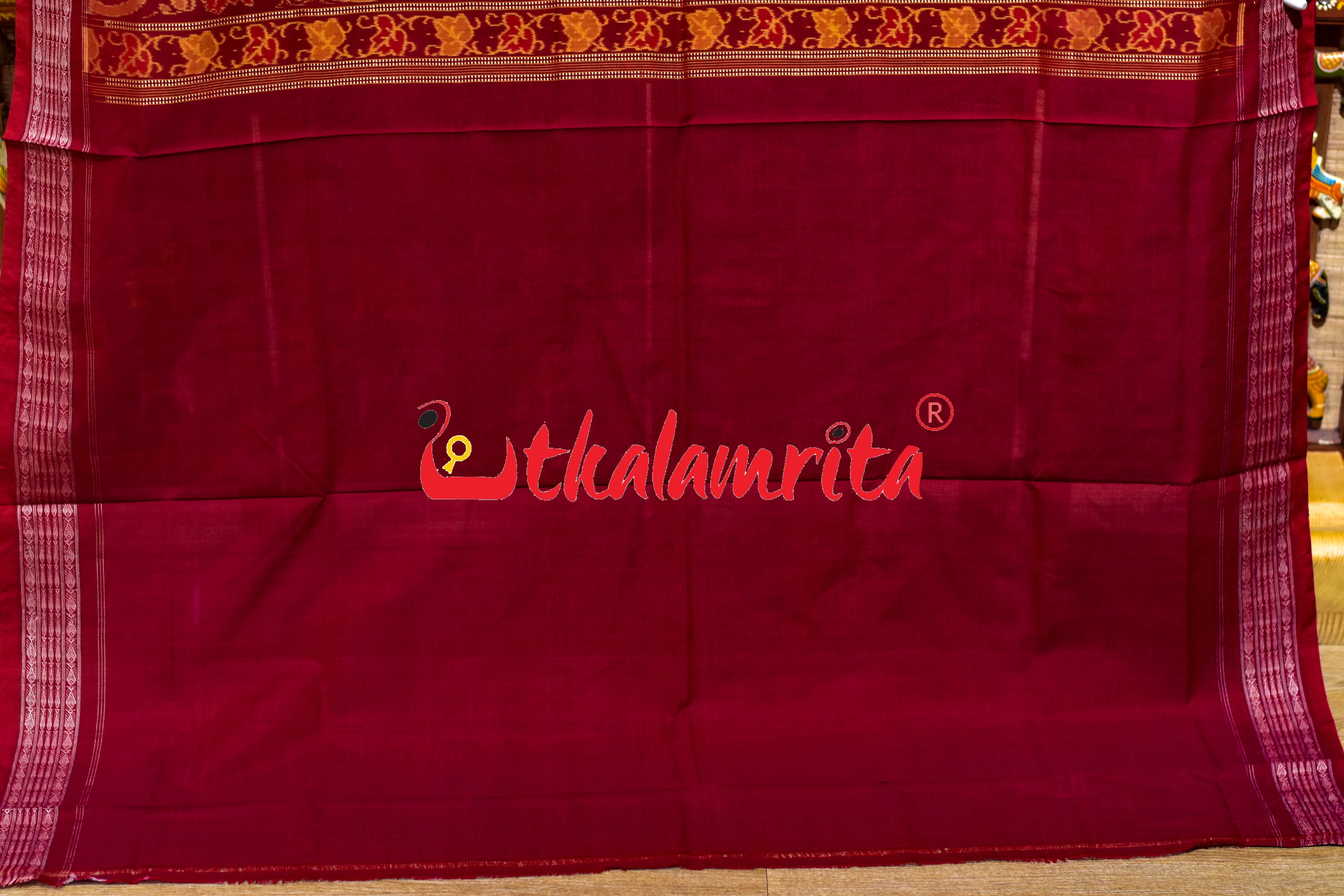 Green Orange Sua Chakra Sambalpuri Cotton Saree