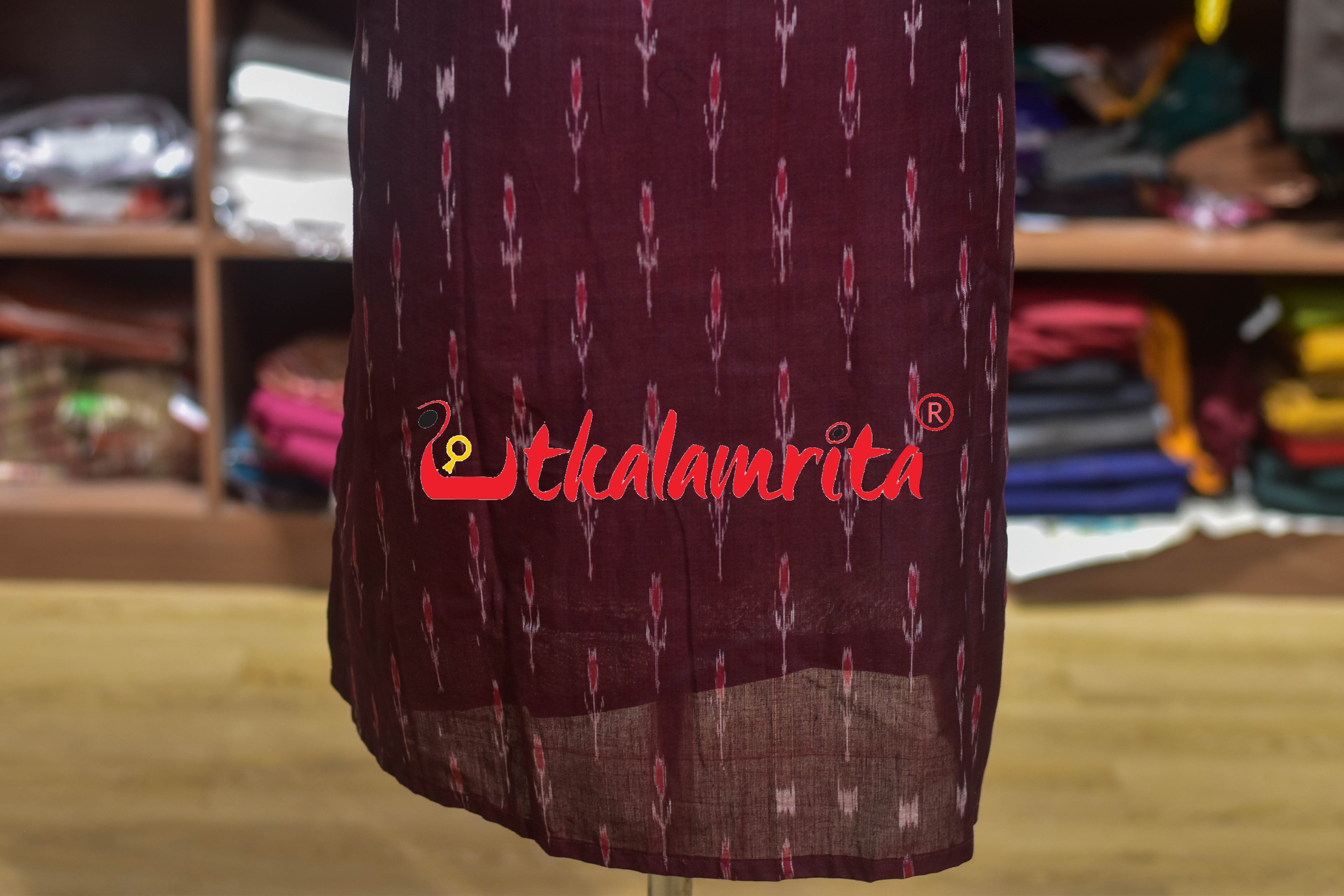 3D Flower Maroon Labanga Bandha (Ladies' Kurti)