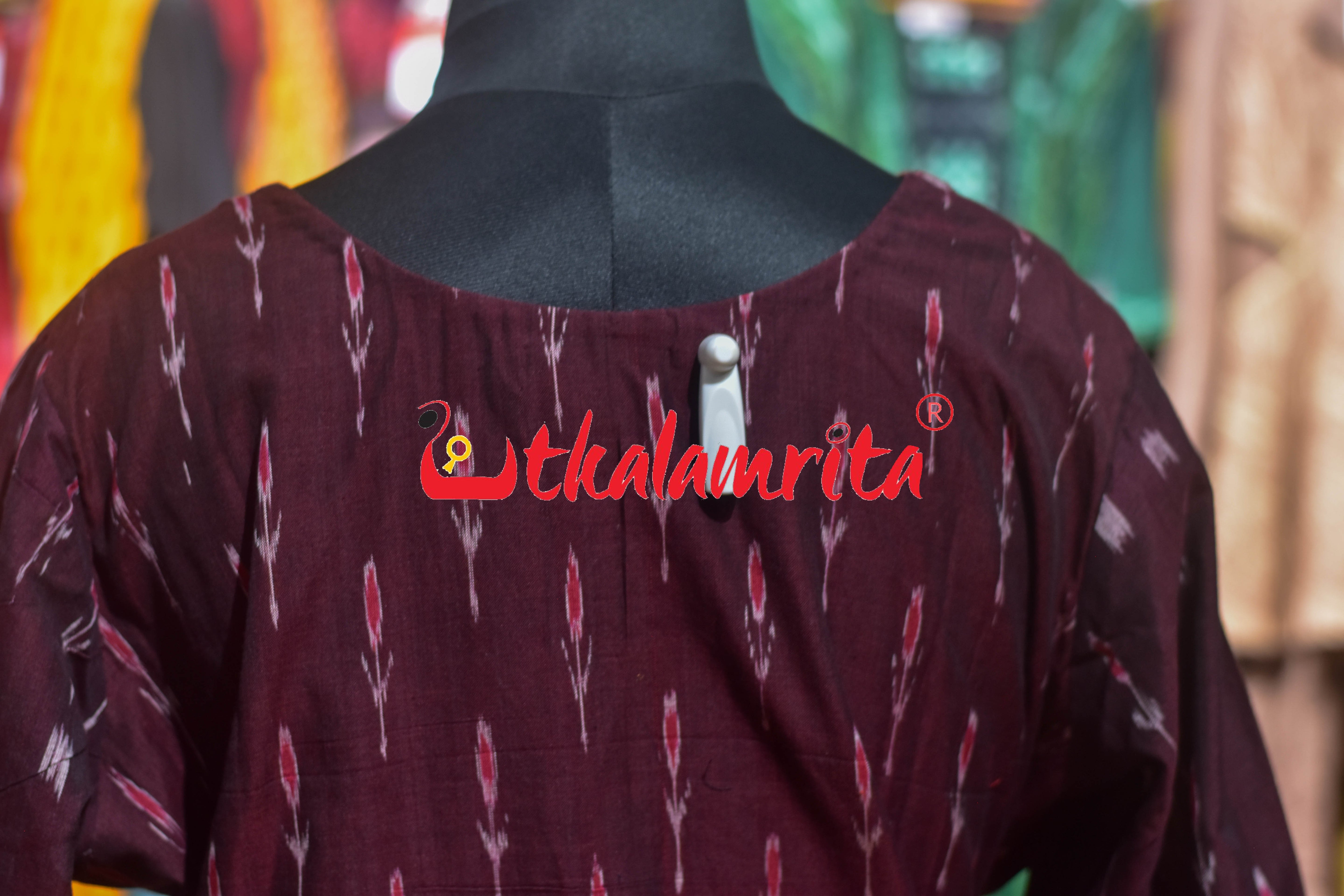 3D Flower Maroon Labanga Bandha (Ladies' Kurti)