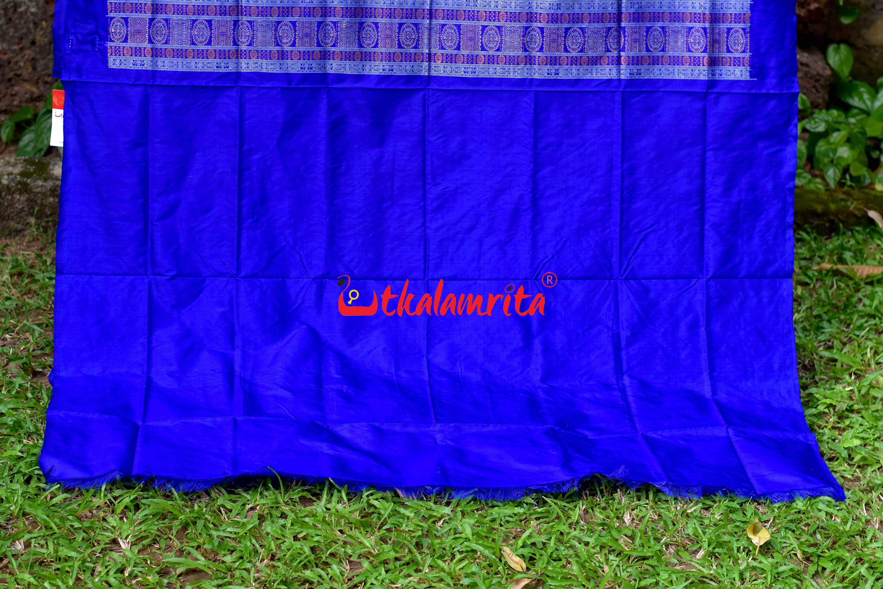 Plain Kumbha Yellow Blue Sambalpuri Silk