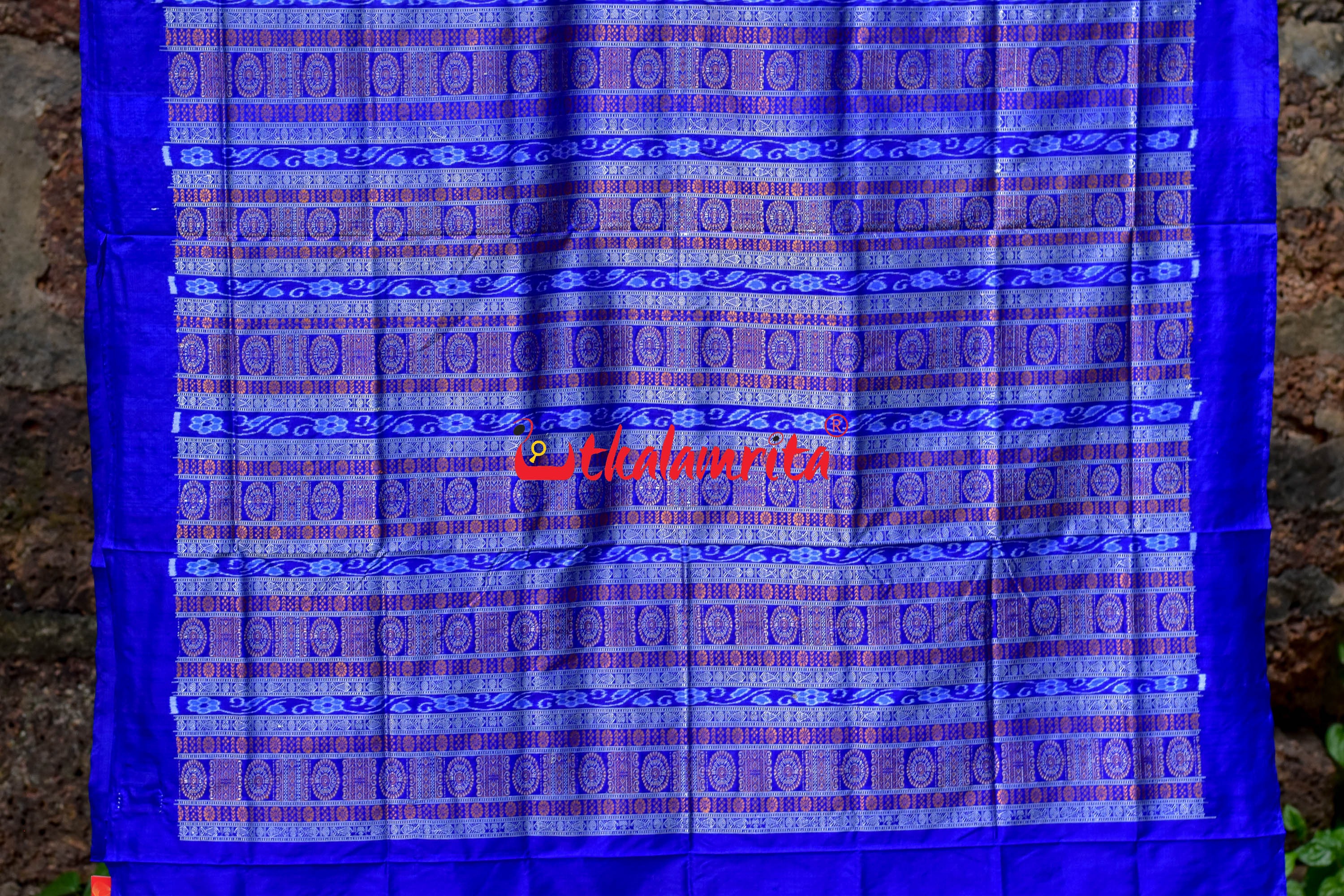 Plain Kumbha Yellow Blue Sambalpuri Silk
