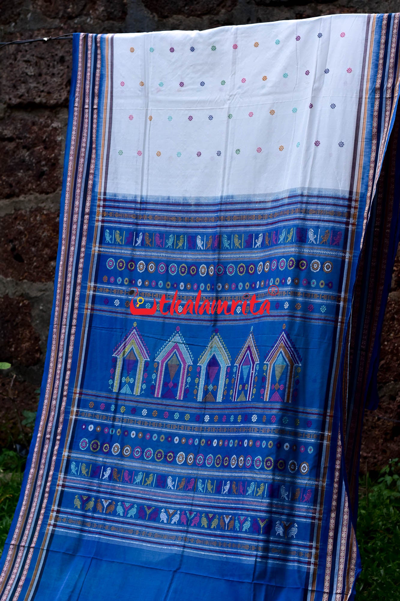 Soft White & Surf Dolabedi Cotton Saree