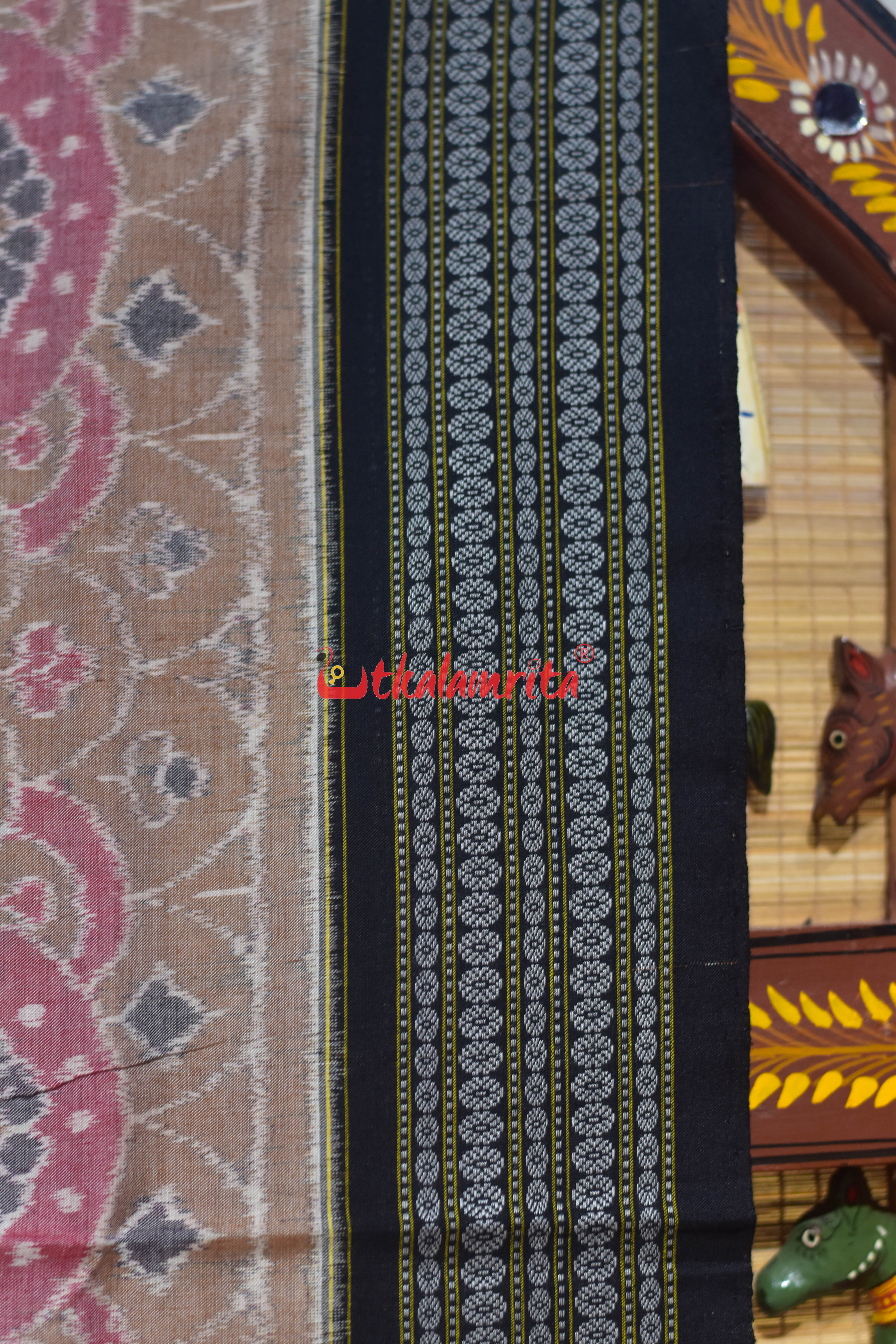 Coffee Red Tantasala Sambalpuri Bapta Saree