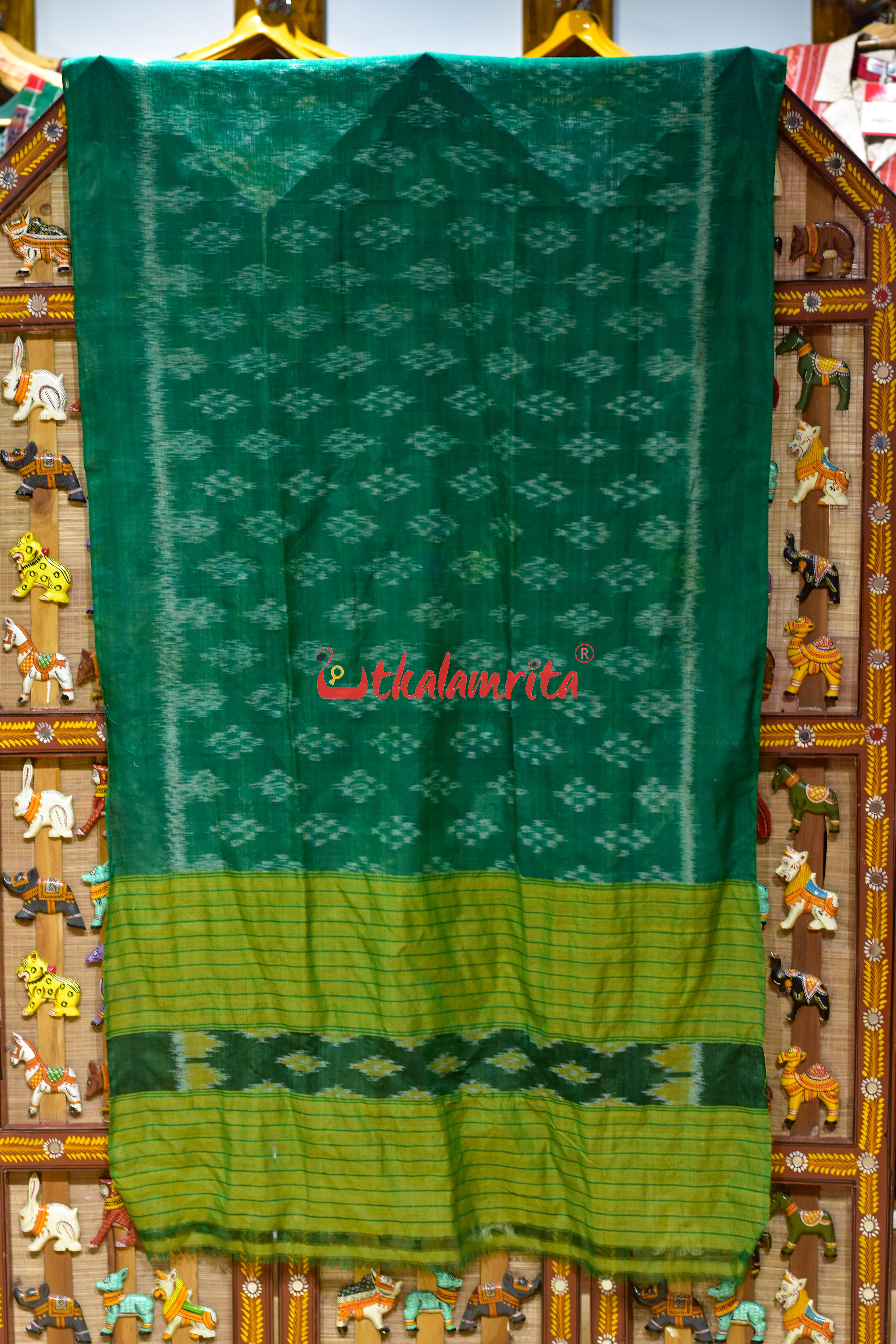 Green Pasapali Body Bandha Khandua Cotton (Dupatta)
