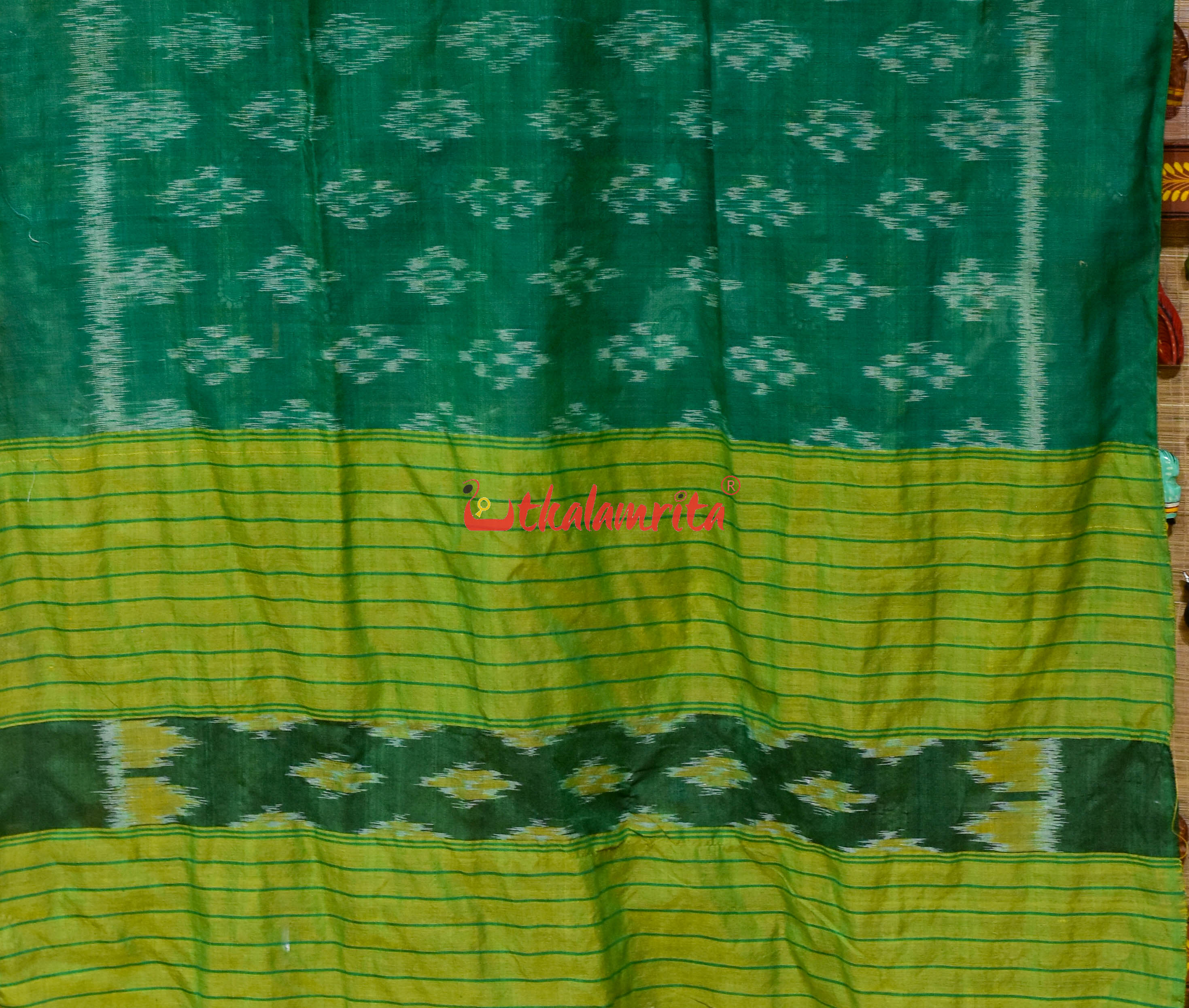 Green Pasapali Body Bandha Khandua Cotton (Dupatta)
