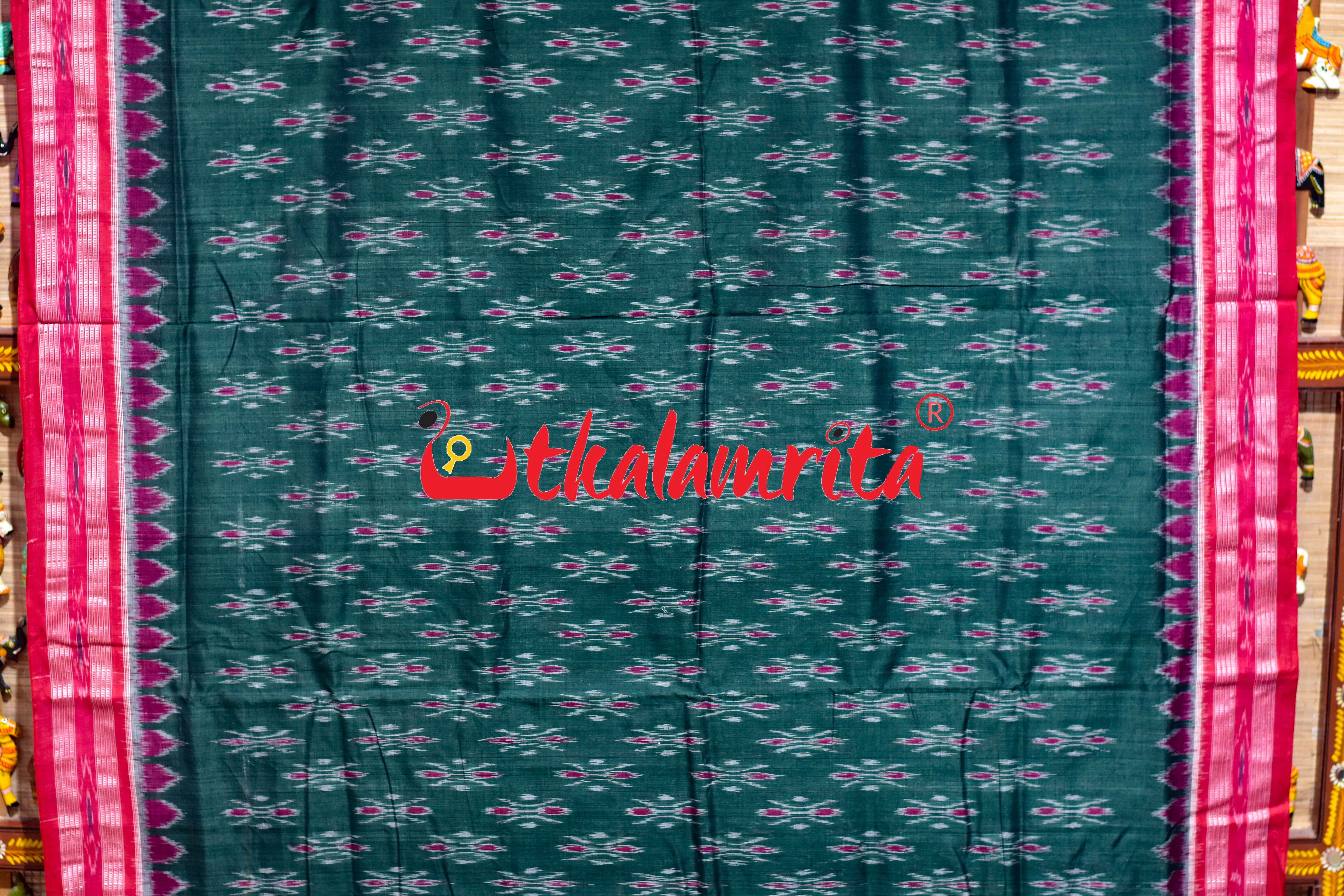 Olive Red Damru Khandua Cotton Saree