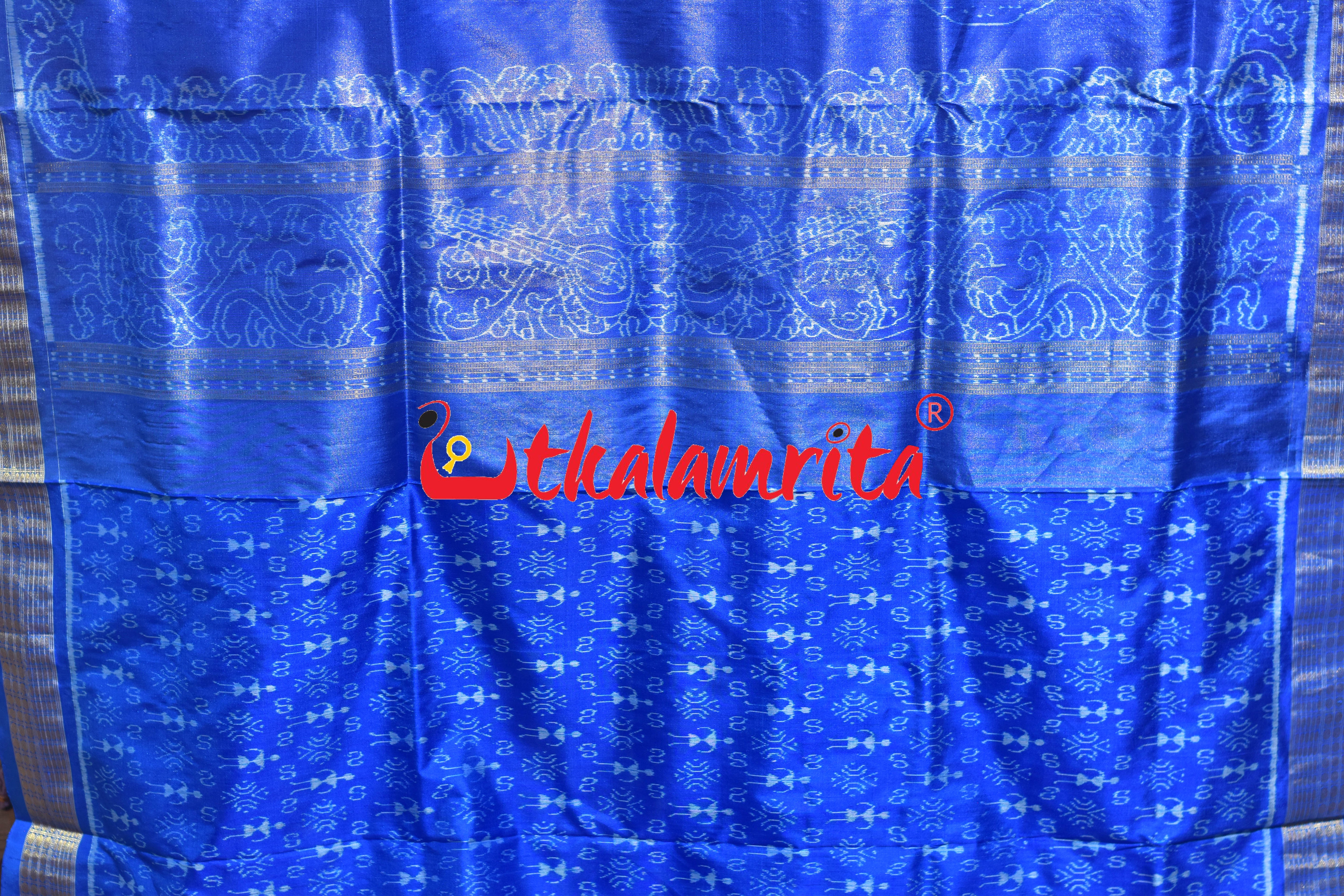 Light Blue 3D Bina Full Tissue Sambalpuri Silk Saree