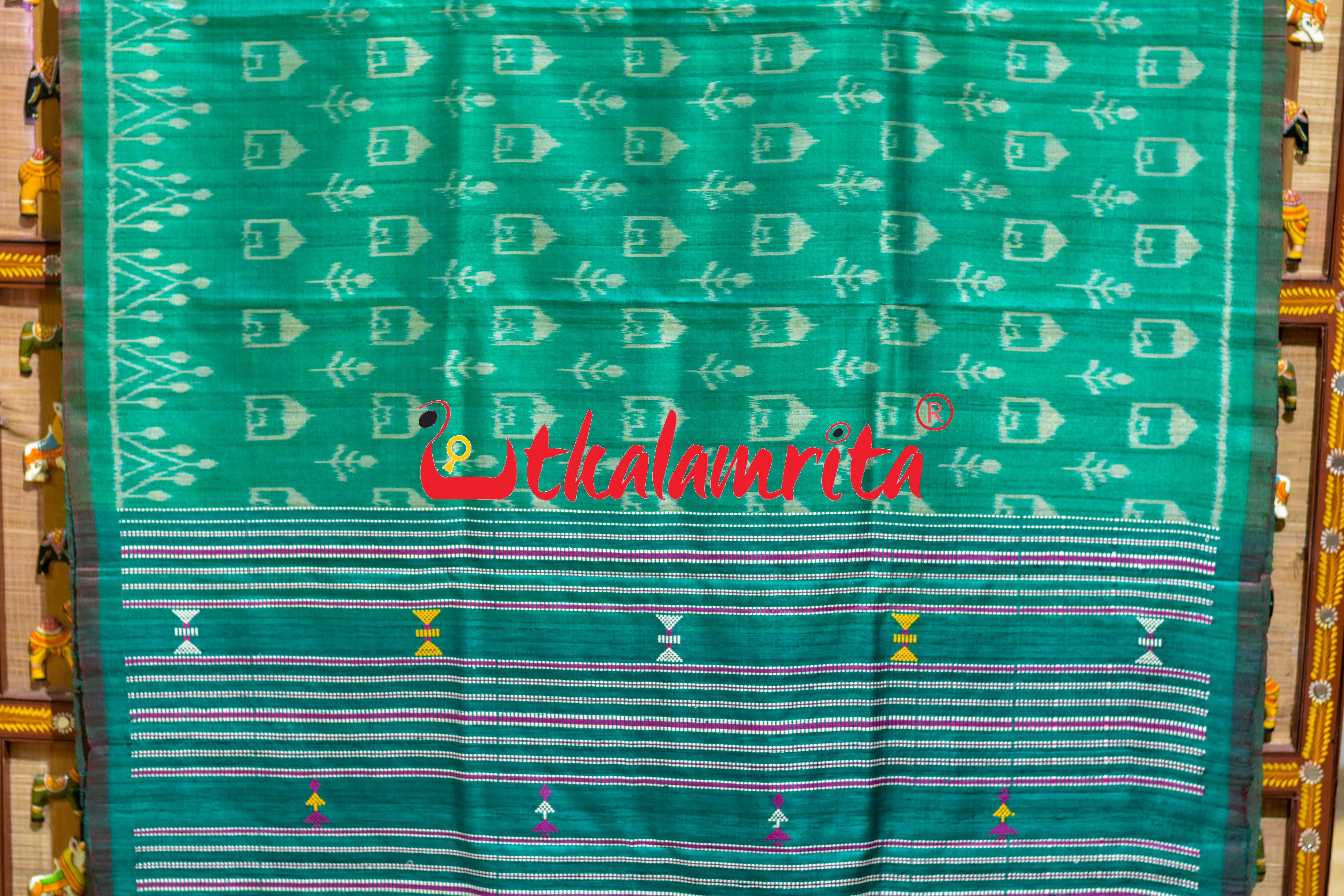 Green Tribal Huts Phoda Anchal Gopalpur Tussar Saree