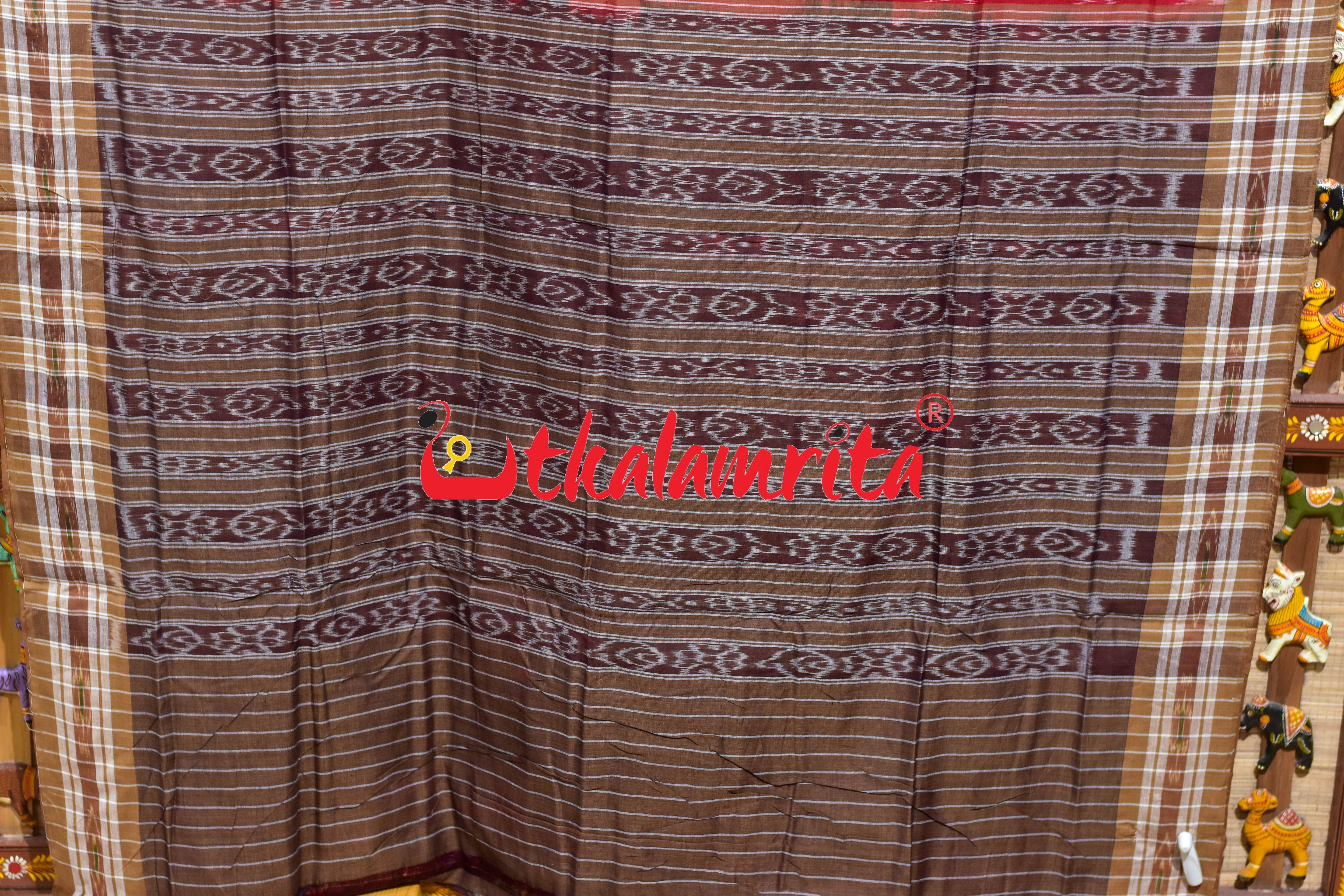 Red Chandan Damru Khandua Cotton Saree