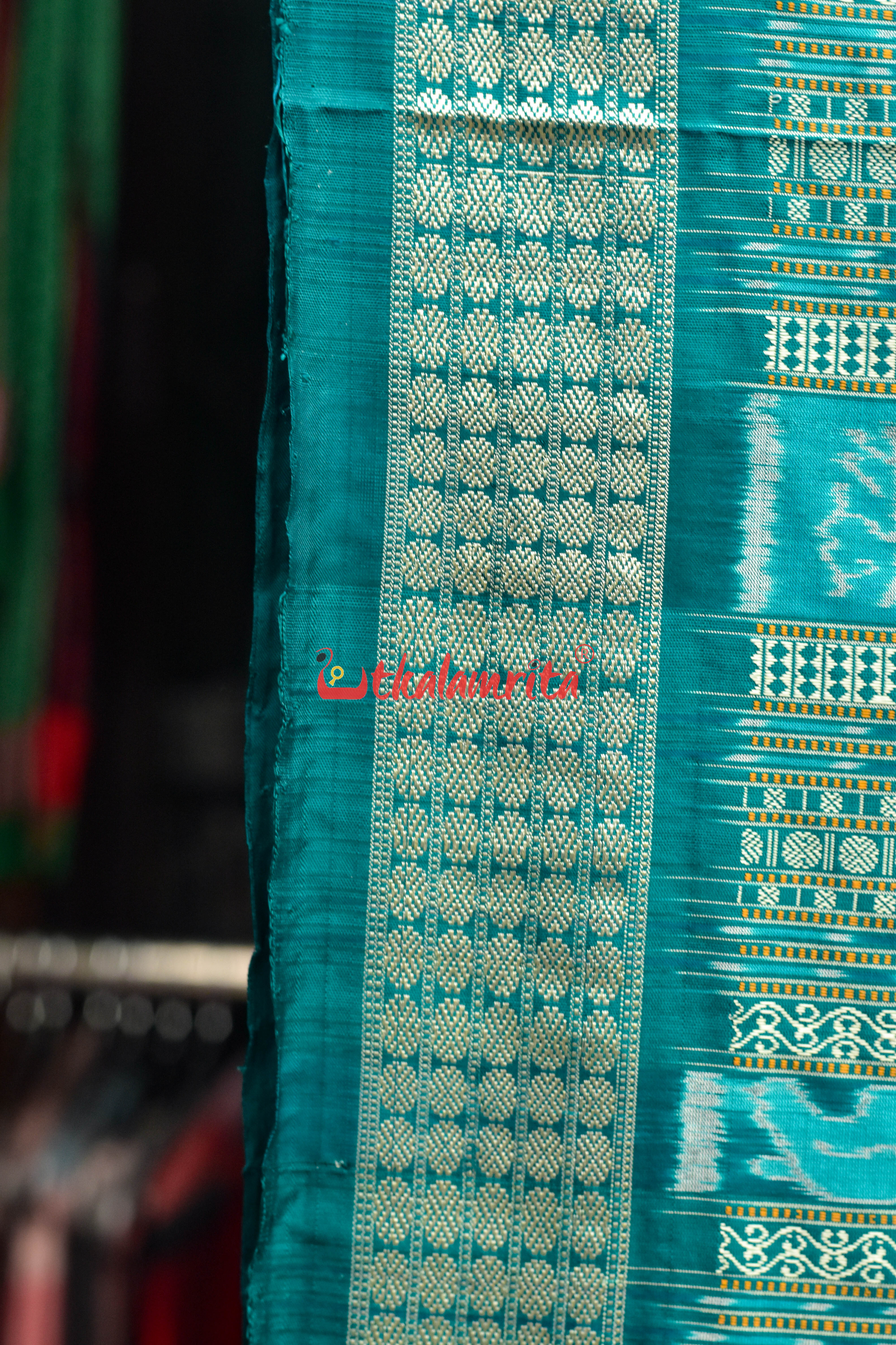 Rani Teal Tribal Bomkai Silk Saree