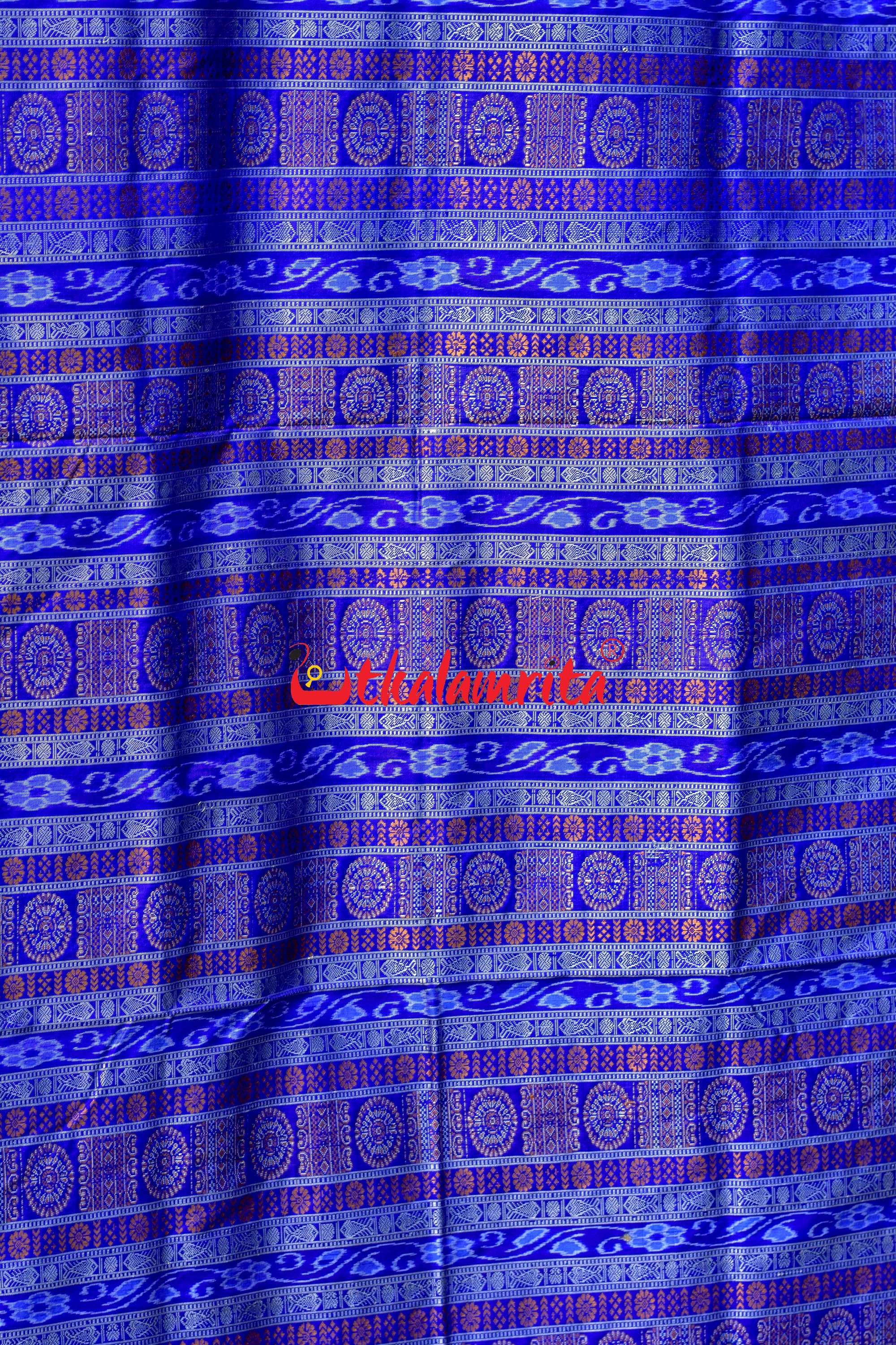 Plain Kumbha Yellow Blue Sambalpuri Silk