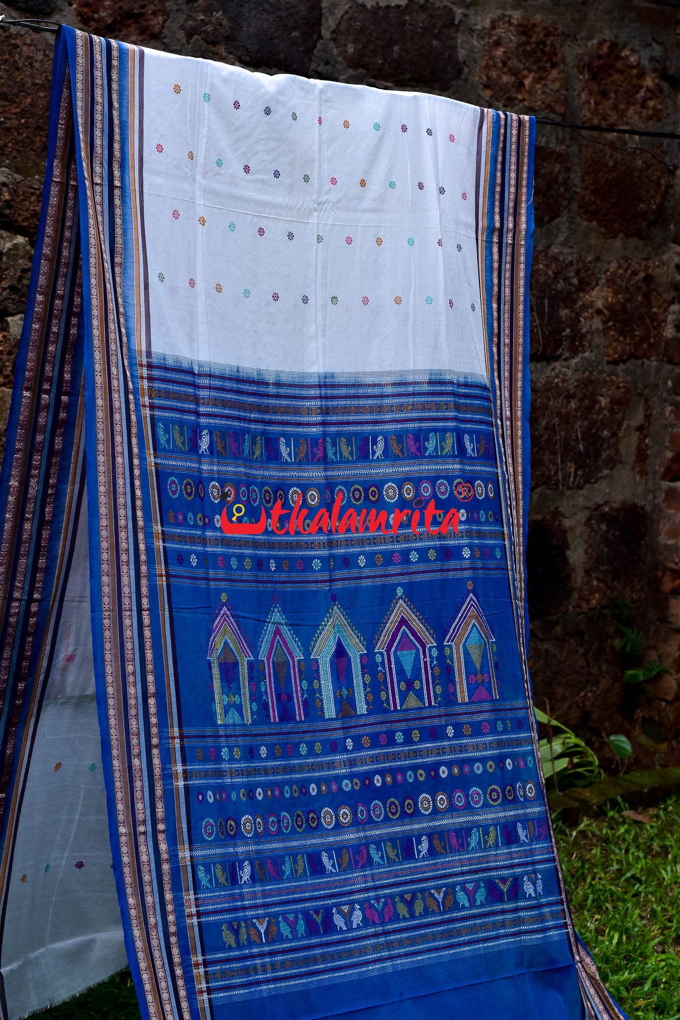 Soft White & Surf Dolabedi Cotton Saree