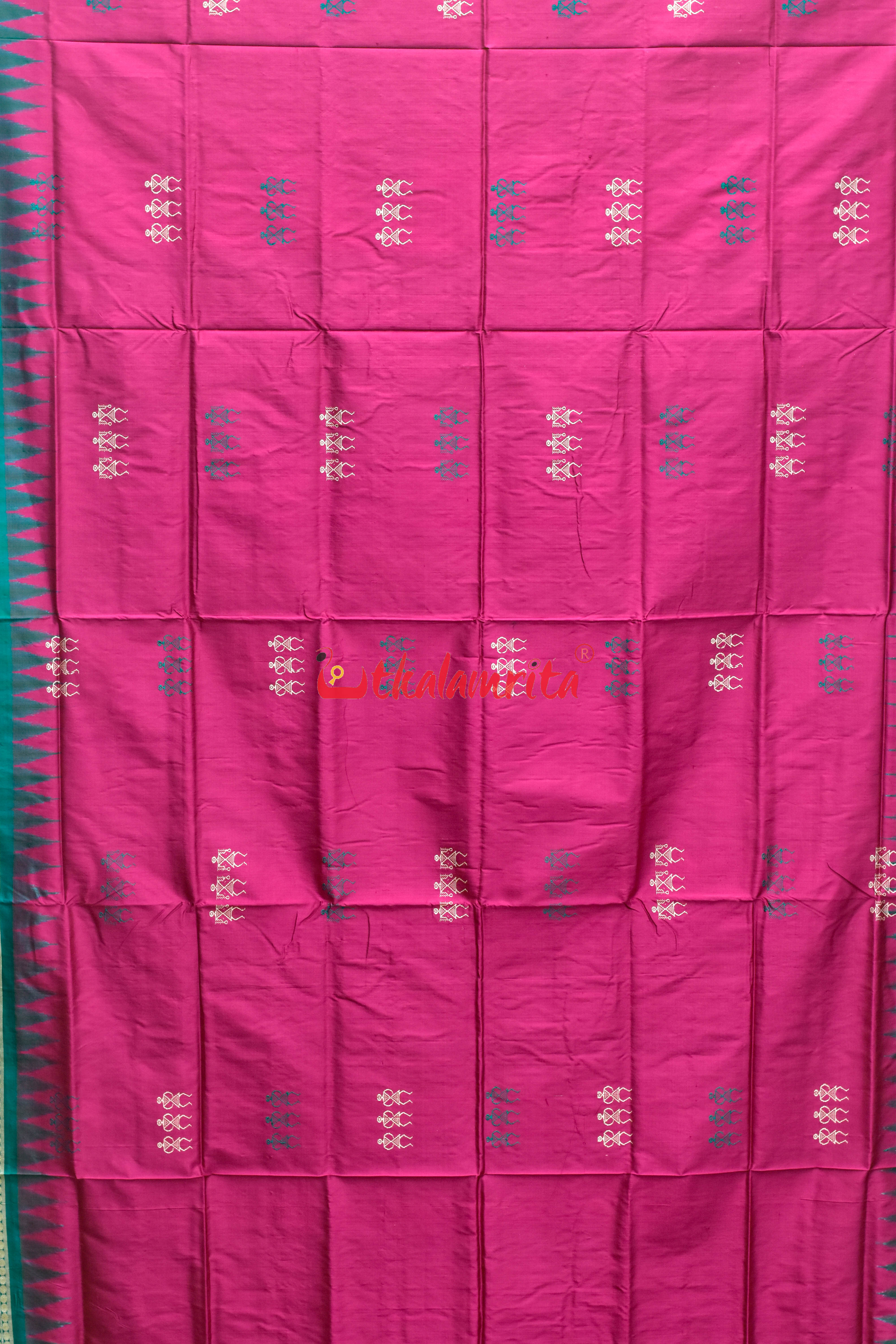 Rani Teal Tribal Bomkai Silk Saree