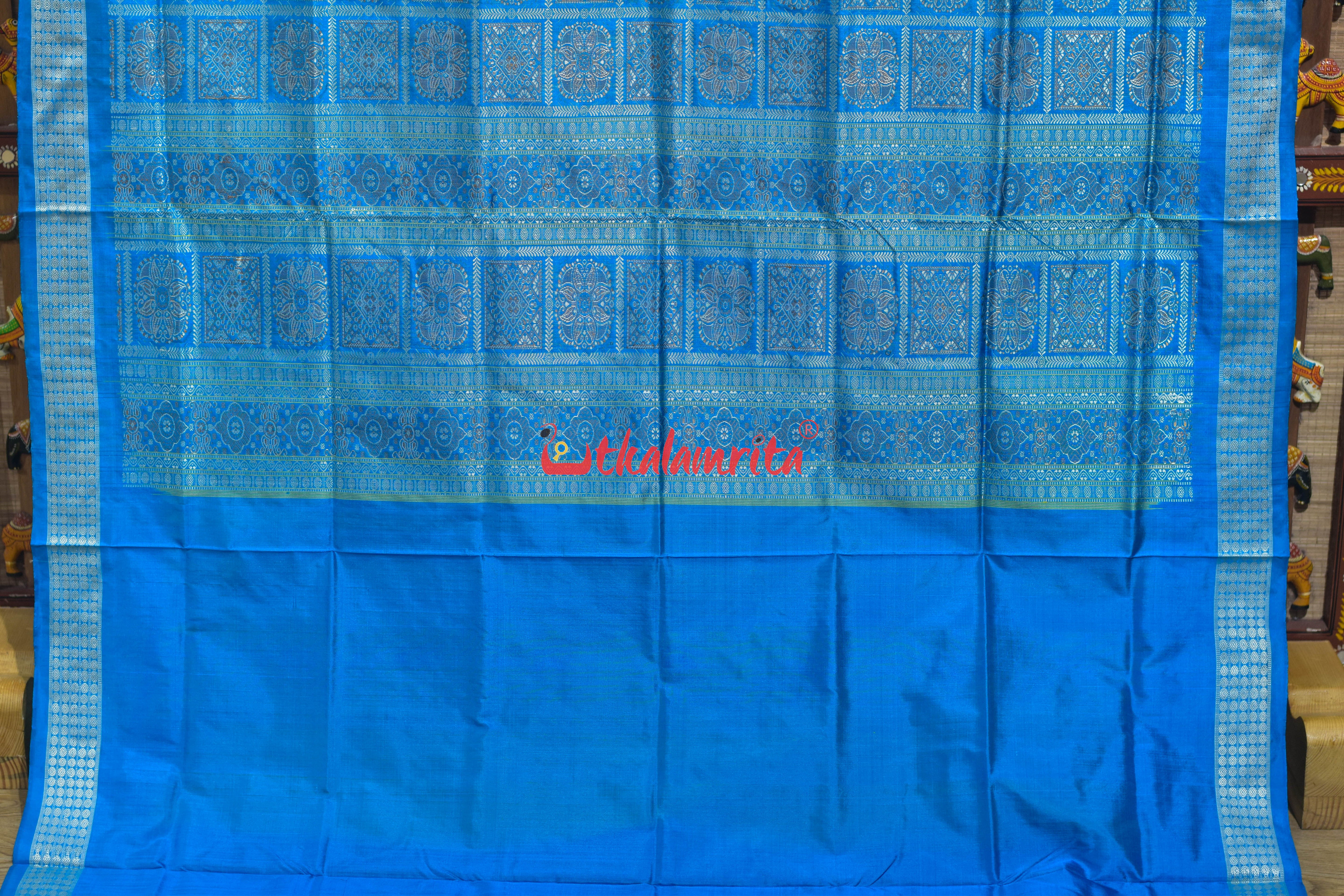 Lemon Yellow Copper Sulphate Box Tribal Bomkai Silk Saree