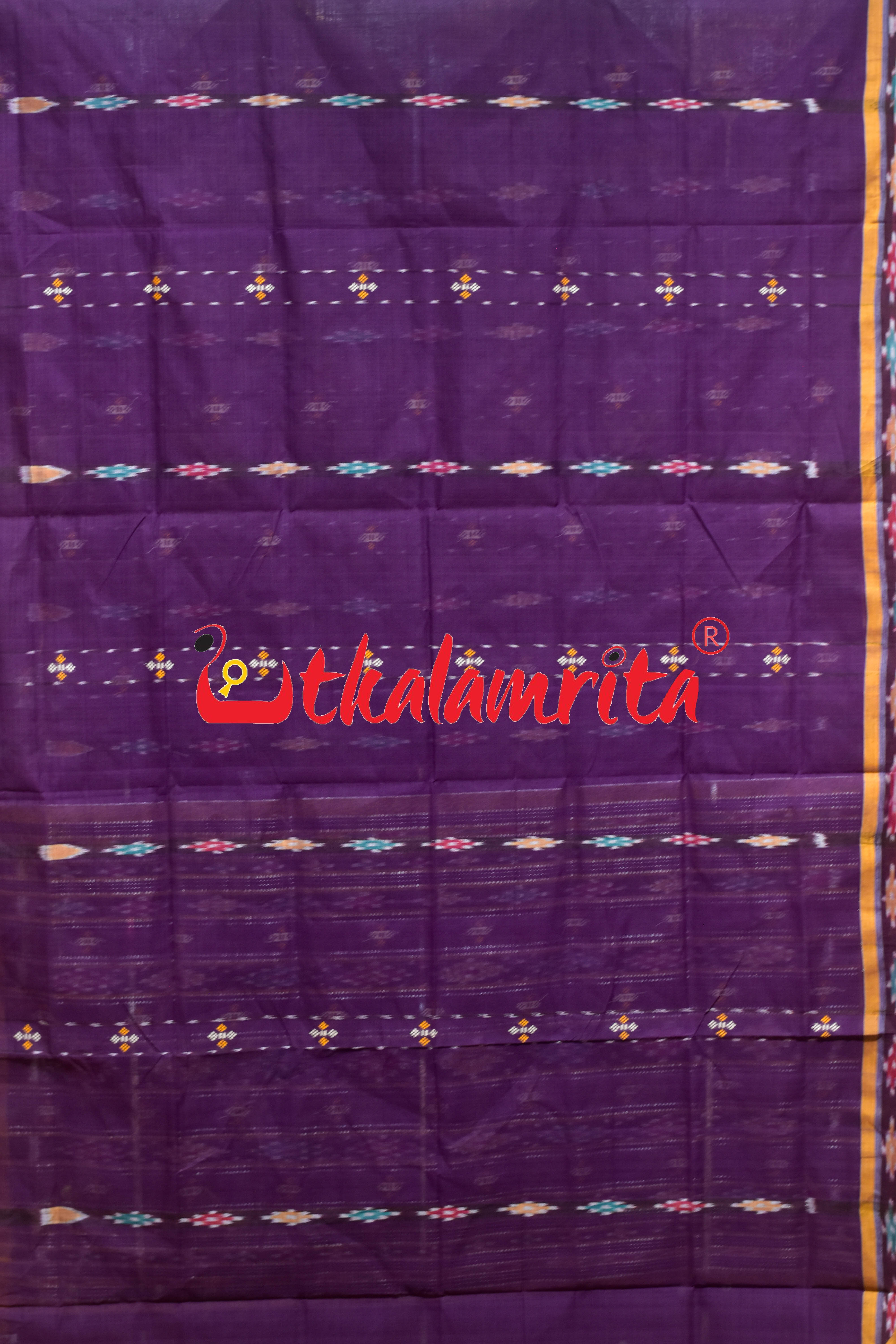 Purple Punji Diamond Pittala Single Cotton Saree
