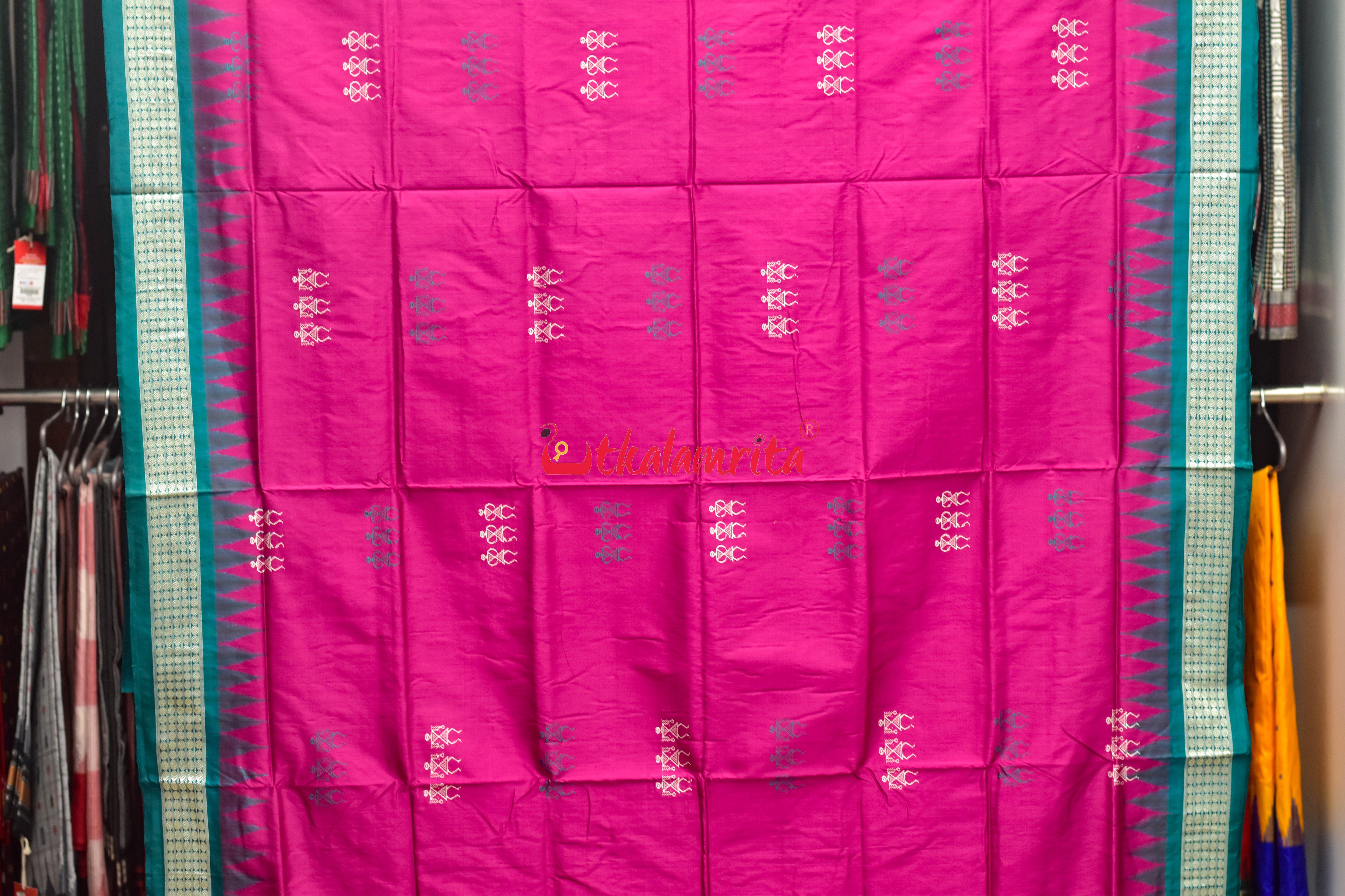 Rani Teal Tribal Bomkai Silk Saree