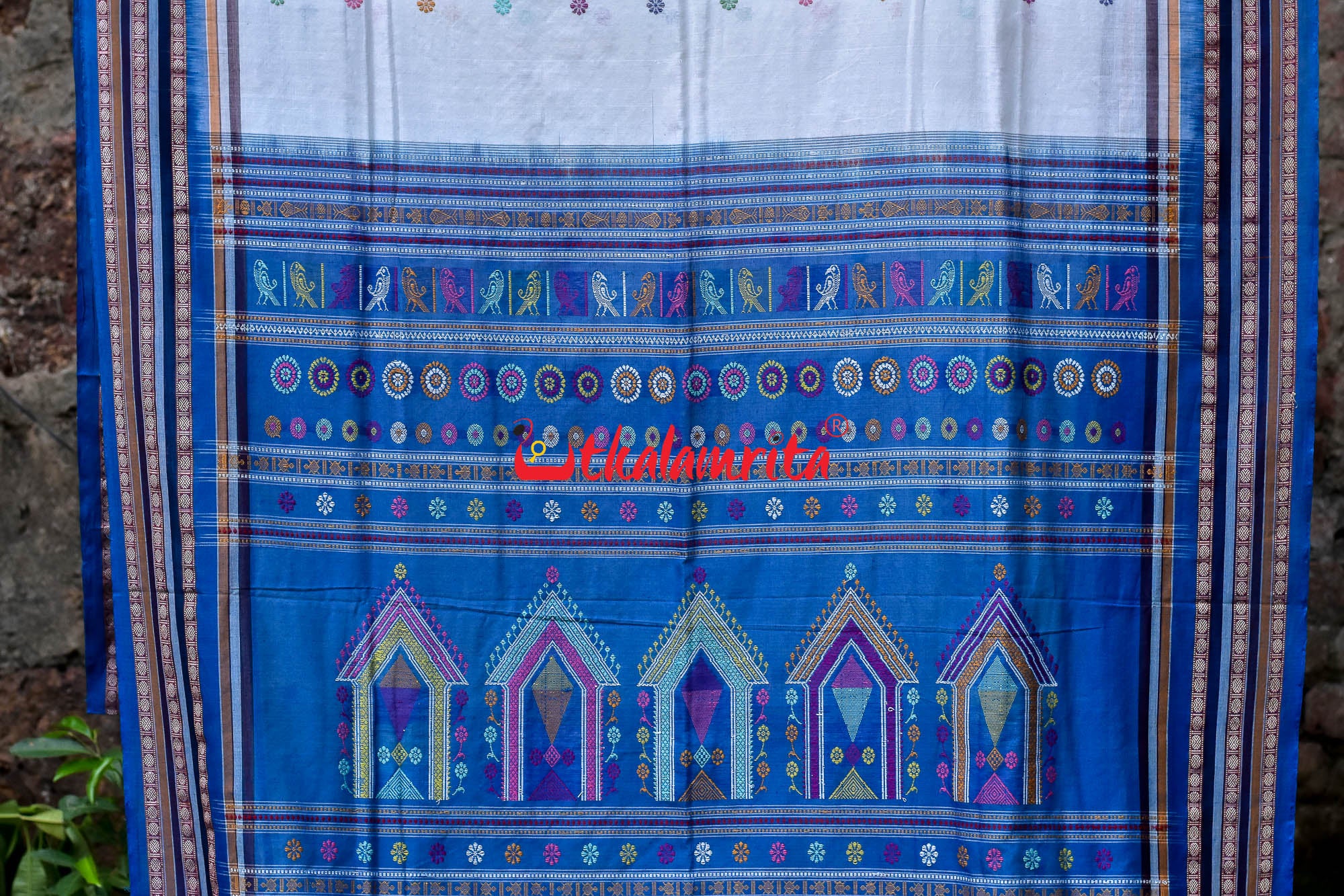 Soft White & Surf Dolabedi Cotton Saree