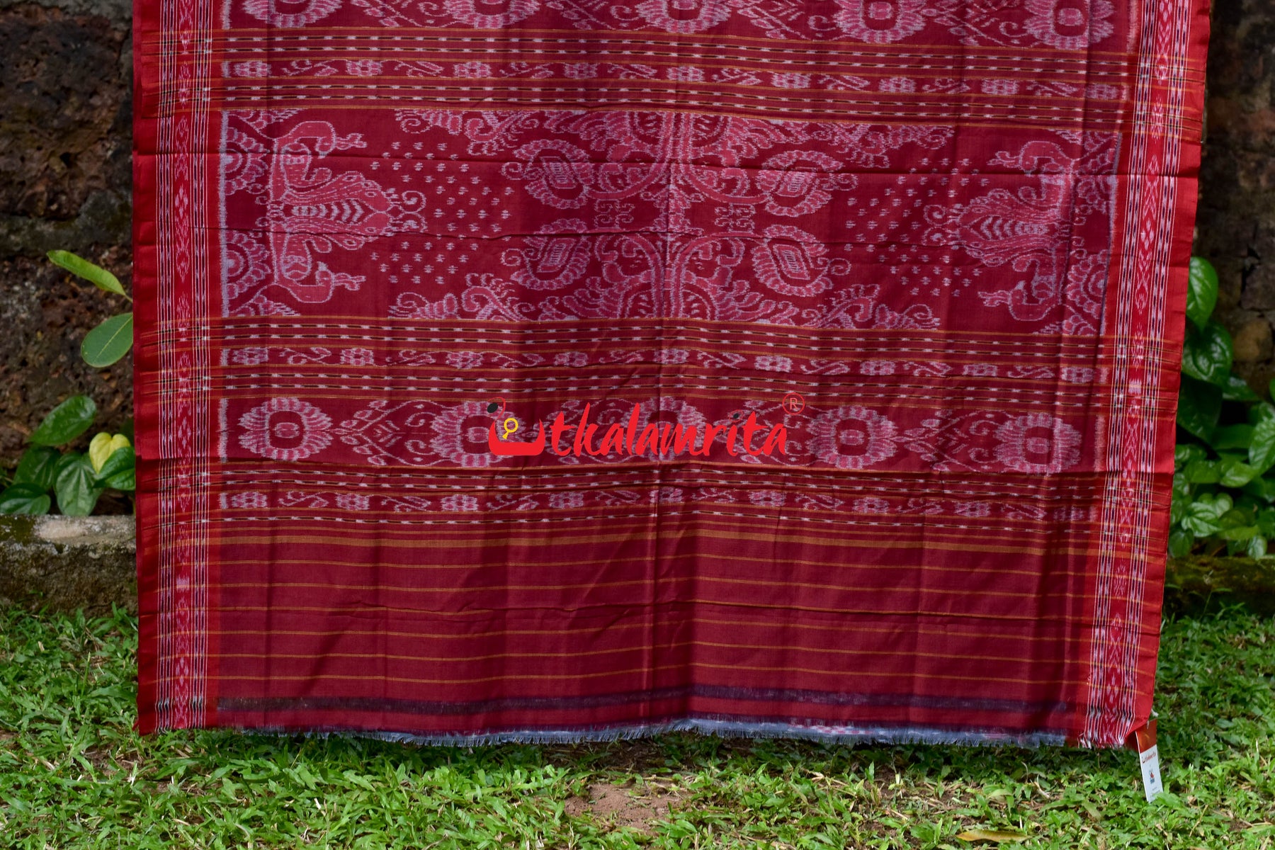Grey Maroon House Tribals Khandua Cotton Saree