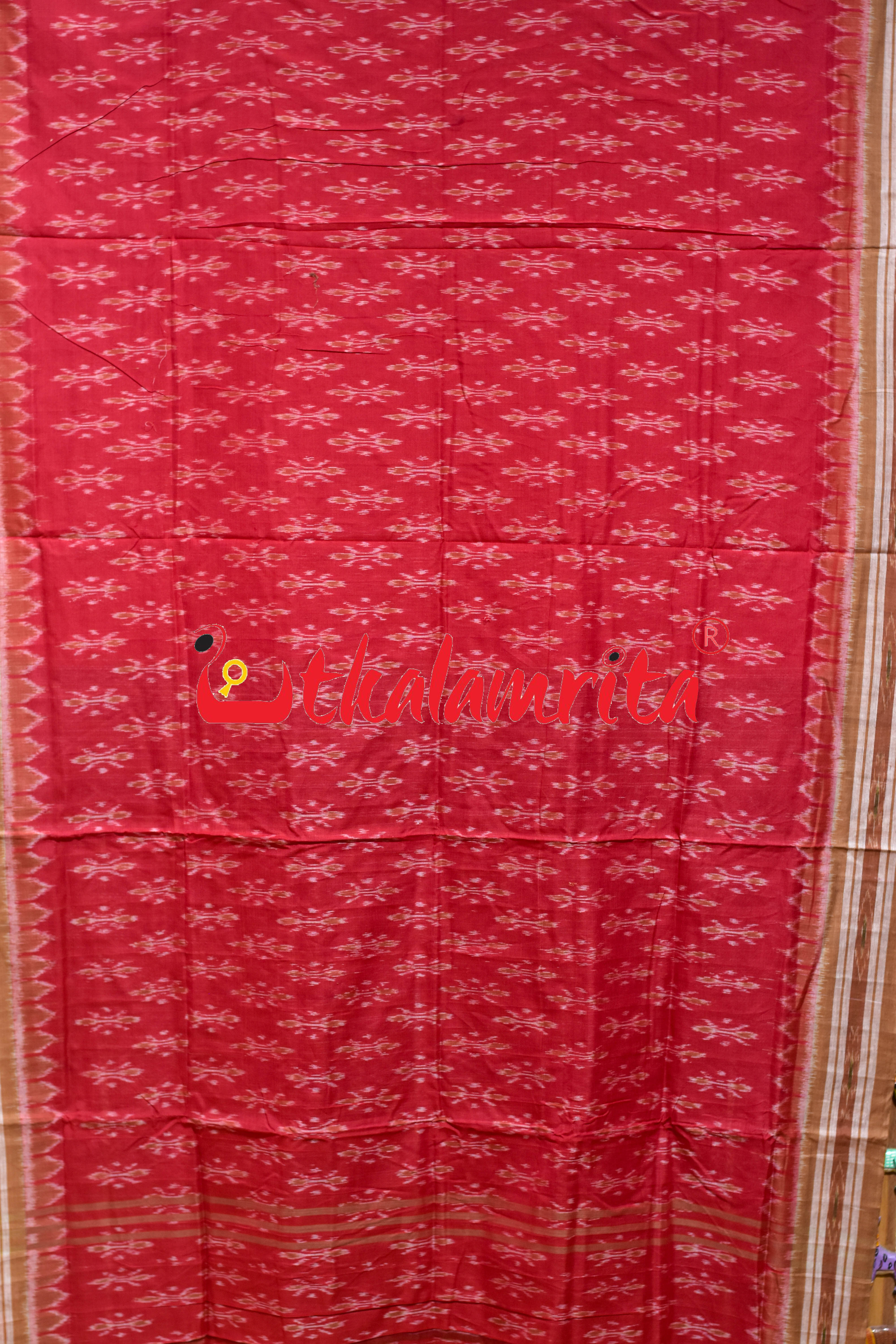 Red Chandan Damru Khandua Cotton Saree