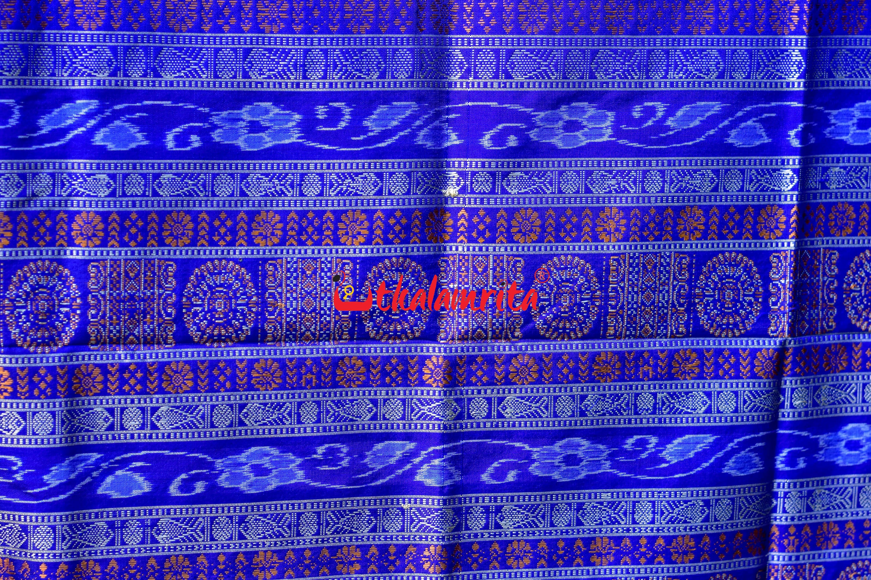 Plain Kumbha Yellow Blue Sambalpuri Silk